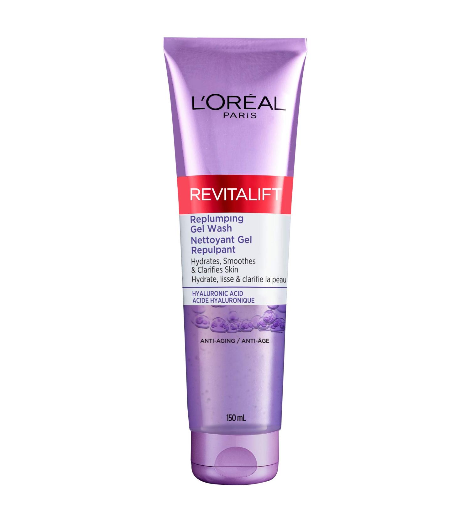 L'Oreal Paris Revitalift Replumping Gel Face Wash Cleanser With Hyaluronic Acid Suitable for Sensitive Skin 150 Ml 150 Milliliters - Buy Online on GoSupps.com
