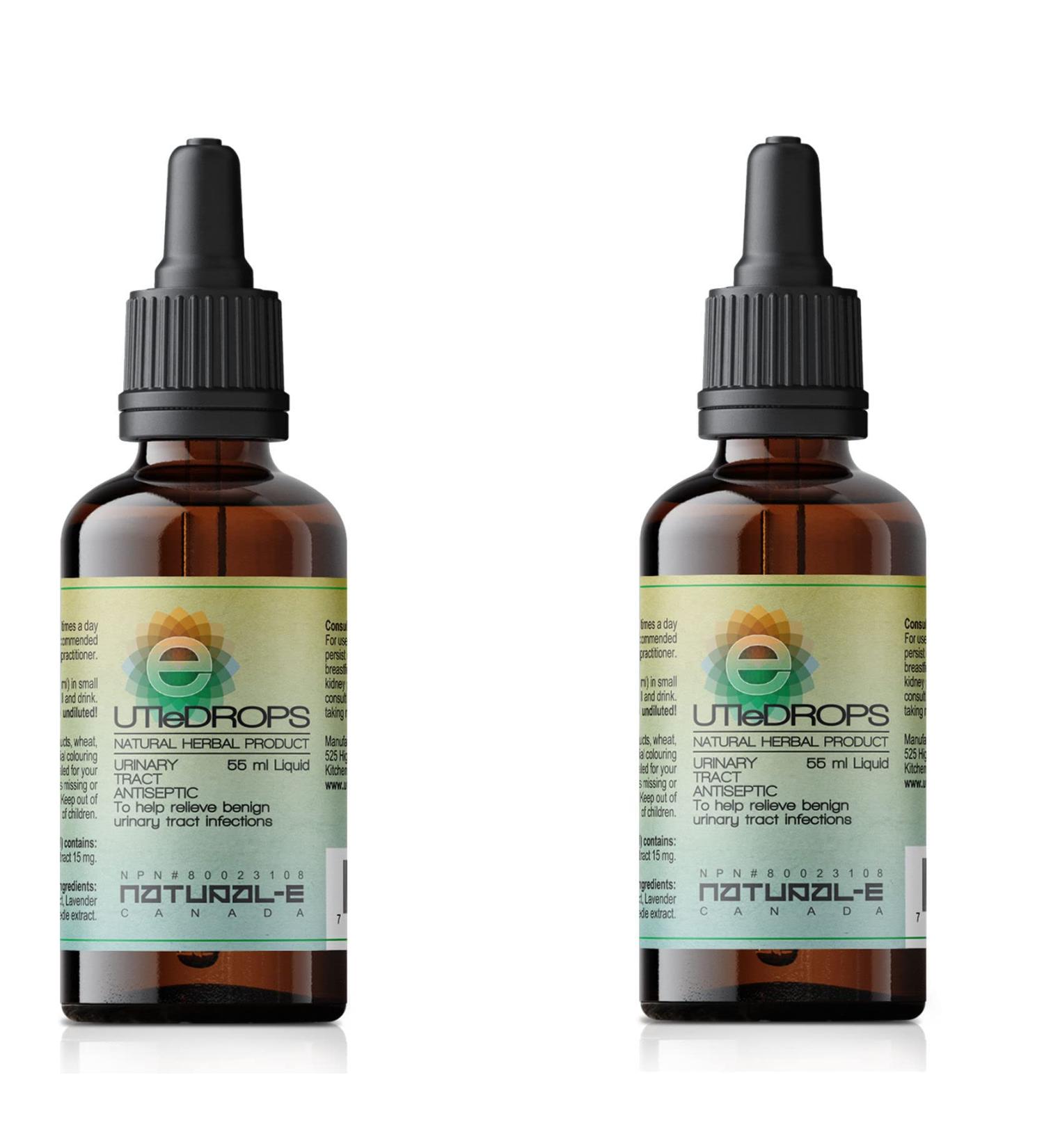Two bottles bundle of UTI E Drops. UTI E-Drops All Natural Treatment for Urinary Tract Infection. Also offered as single bottle. - Buy Online on GoSupps.com