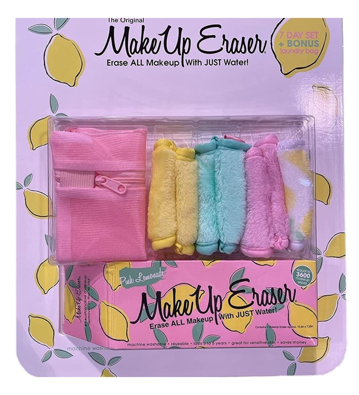 The Original Makeup Eraser 7 Day Reusable and Full Size Set Equal to 3600 Makeup Wipes | 1 Full Size (15.5in x 7.25in) | 7 Minis (4in x 3in) | 1 Laundry Bag Assorted 9 Piece Set