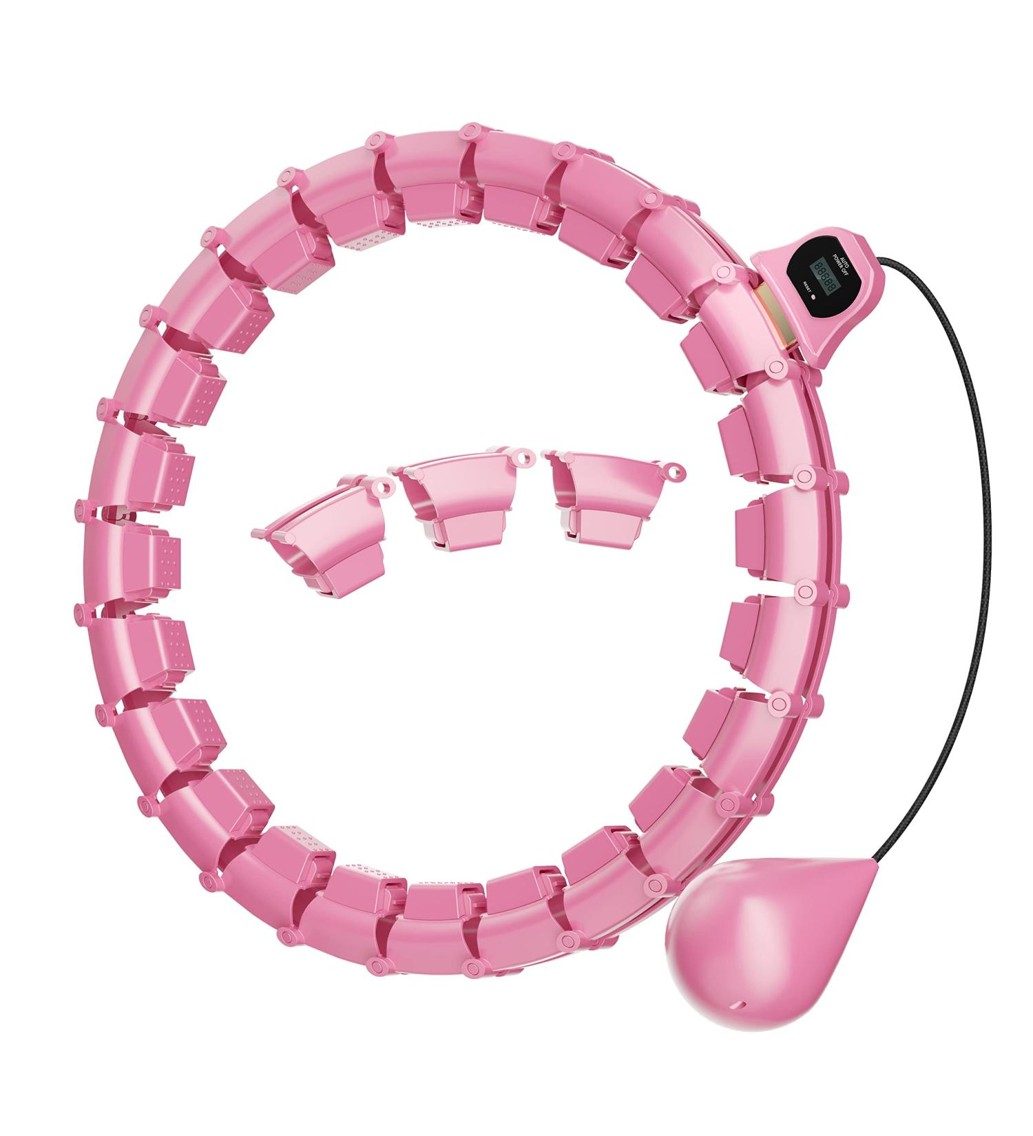 AIMAKER Silent Smart Hula Exercise Hoop for Weight Loss - 3rd Gen Weighted Infinity Hoop with Counter - Pink Hoop for Women and Beginners - Buy Online on GoSupps.com