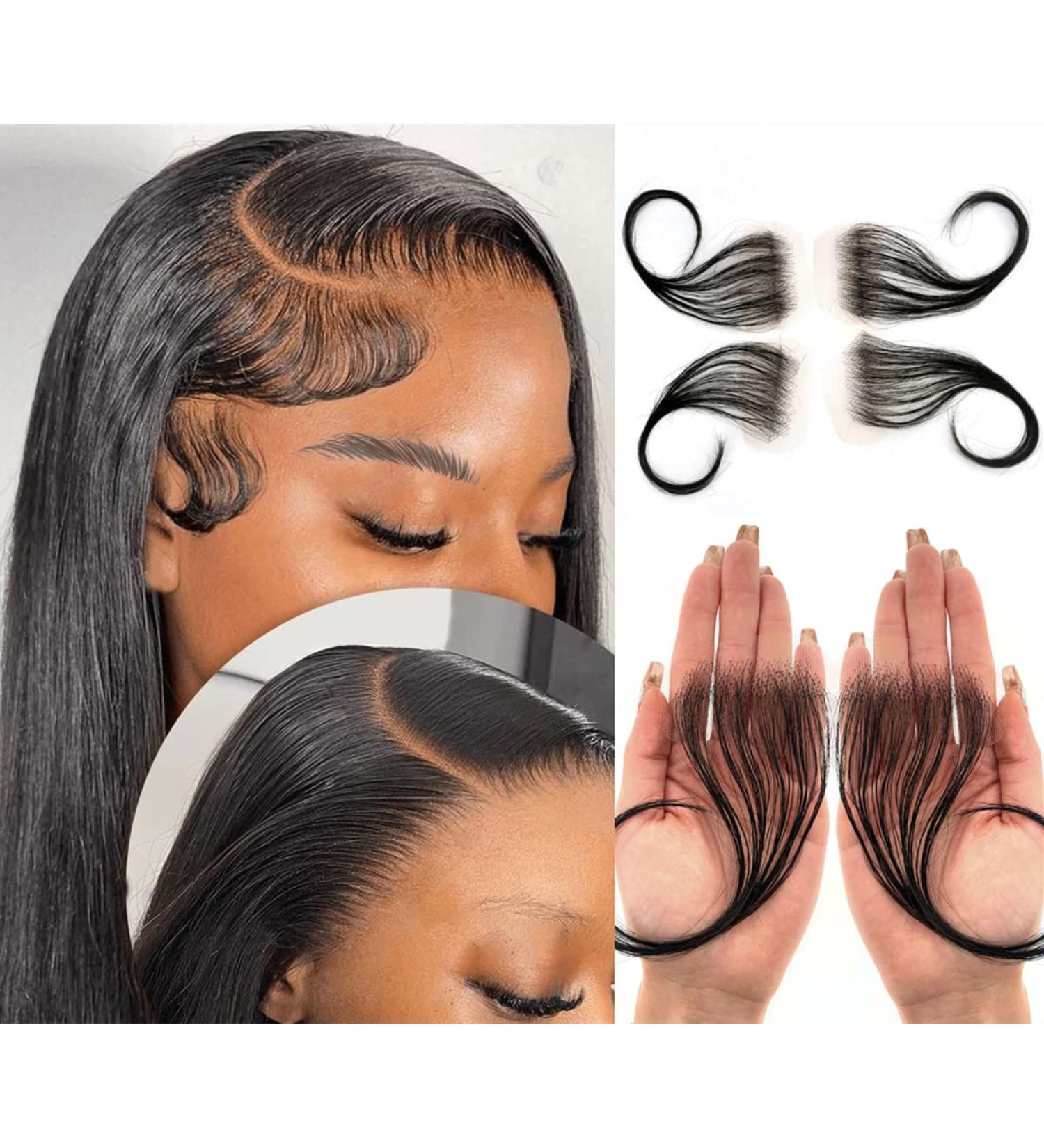Alipearl HD Lace Baby Hair Strips for Natural Edges - 4 Pack, Reusable Swiss Lace Hairline Pieces for Women - Handmade, Invisible, Human Hair - Buy Online on GoSupps.com