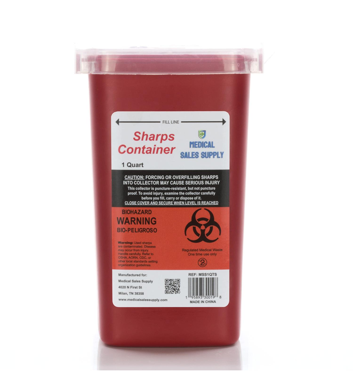 1 Quart Sharps & Needle Container w/ Integrated Unwinder - Medical Sales Supply - Buy Online on GoSupps.com
