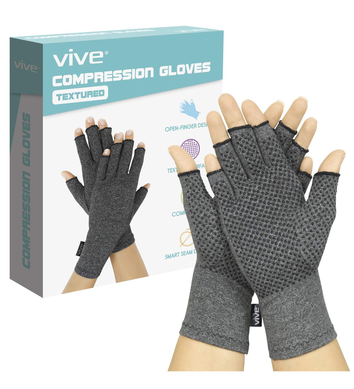 Arthritis Gloves with Grips - Textured Fingerless Compression for Men & Women - Relief for Rheumatoid & Osteoarthritis - Arthritic Joint Pain Relief - Medium Size - Buy Online on GoSupps.com