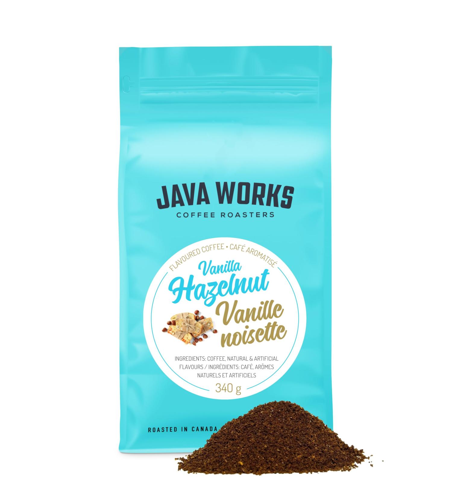 Java Works Coffee Vanilla Hazelnut Flavoured Coffee *Ground* 340 Grams - Buy Online on GoSupps.com