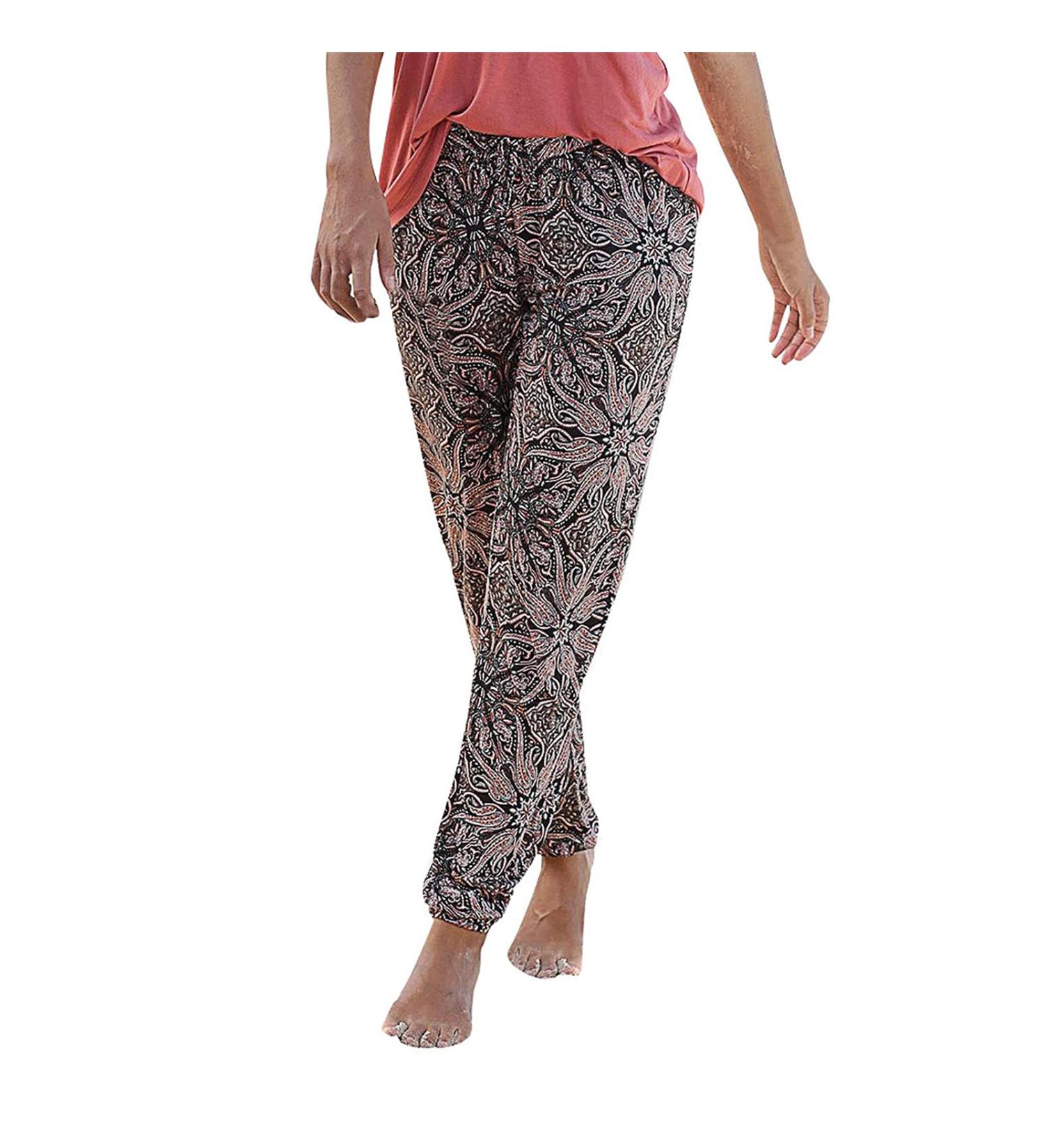 Ronony Women's Boho Pants - Regular Fit Straight Leg Summer Trousers | Lightweight Leisure Pants for Jogging & Beach - XXL Dark Brown - Buy Online on GoSupps.com