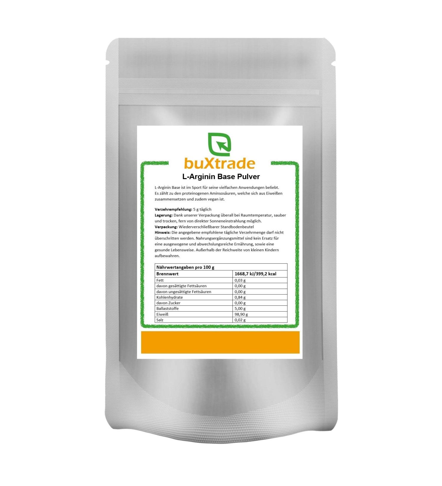 2 x 500 g L-Arginine Base Powder | pure amino acid | high dosage | dietary supplement | no additives | 1 kg