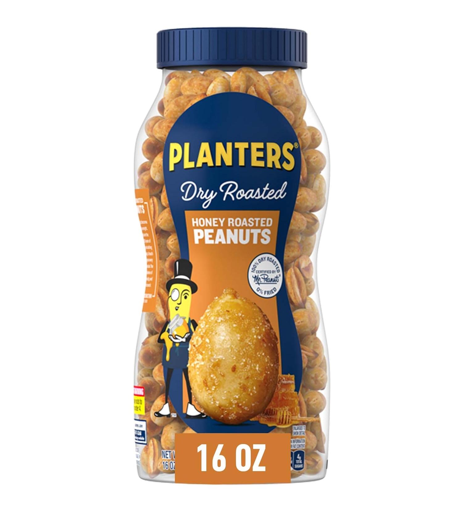 PLANTERS Honey Roasted Peanuts 16 oz. Resealable Jar | Sweet & Salty Snack with a Honey Coating & Sea Salt | Kosher Certified - Buy Online on GoSupps.com