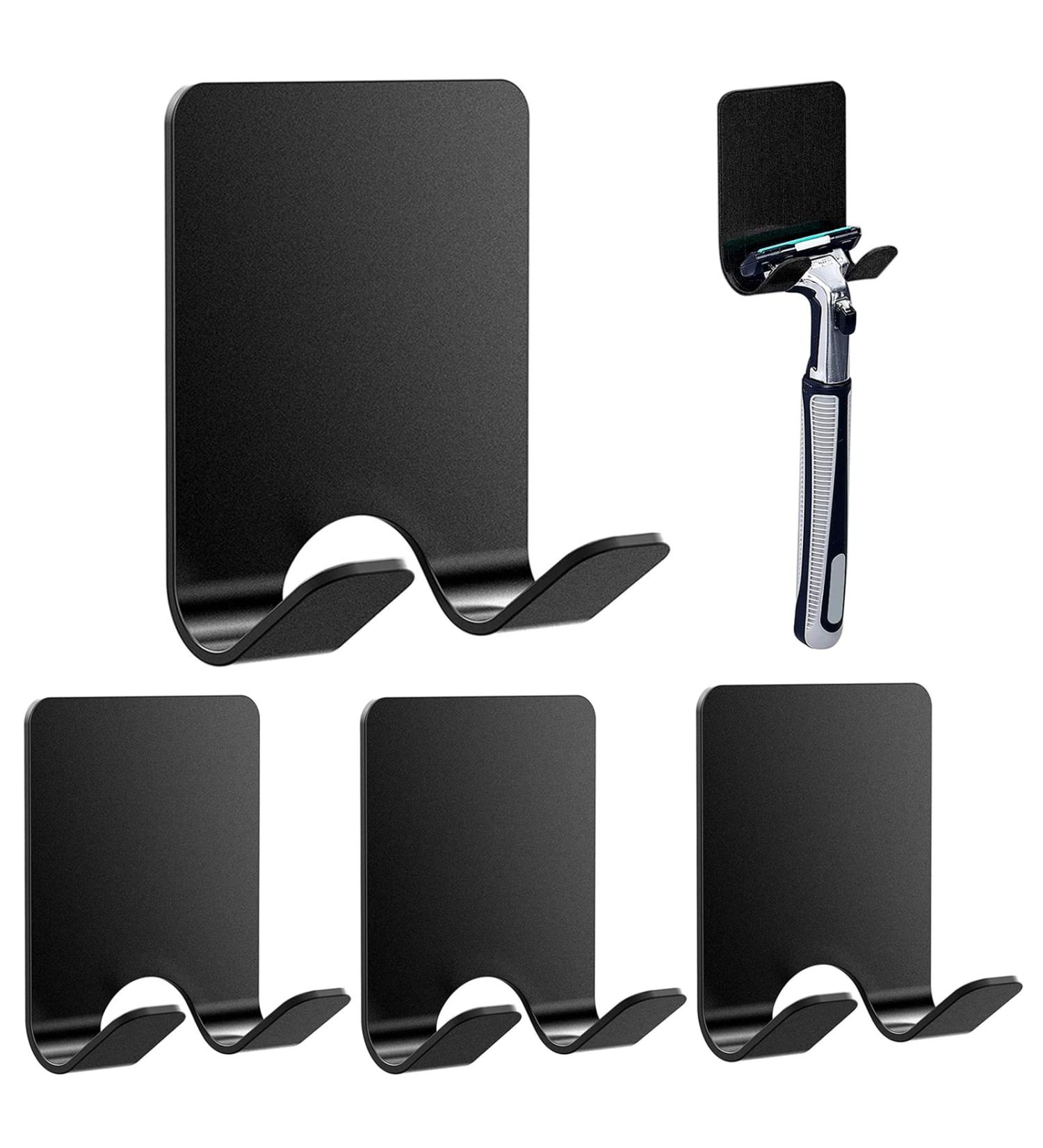 APRRMLIZW Stainless Steel Wall Hooks - Self-Adhesive Razor Holder 4-Piece Bathroom & Kitchen Organizer (Black) - Buy Online on GoSupps.com