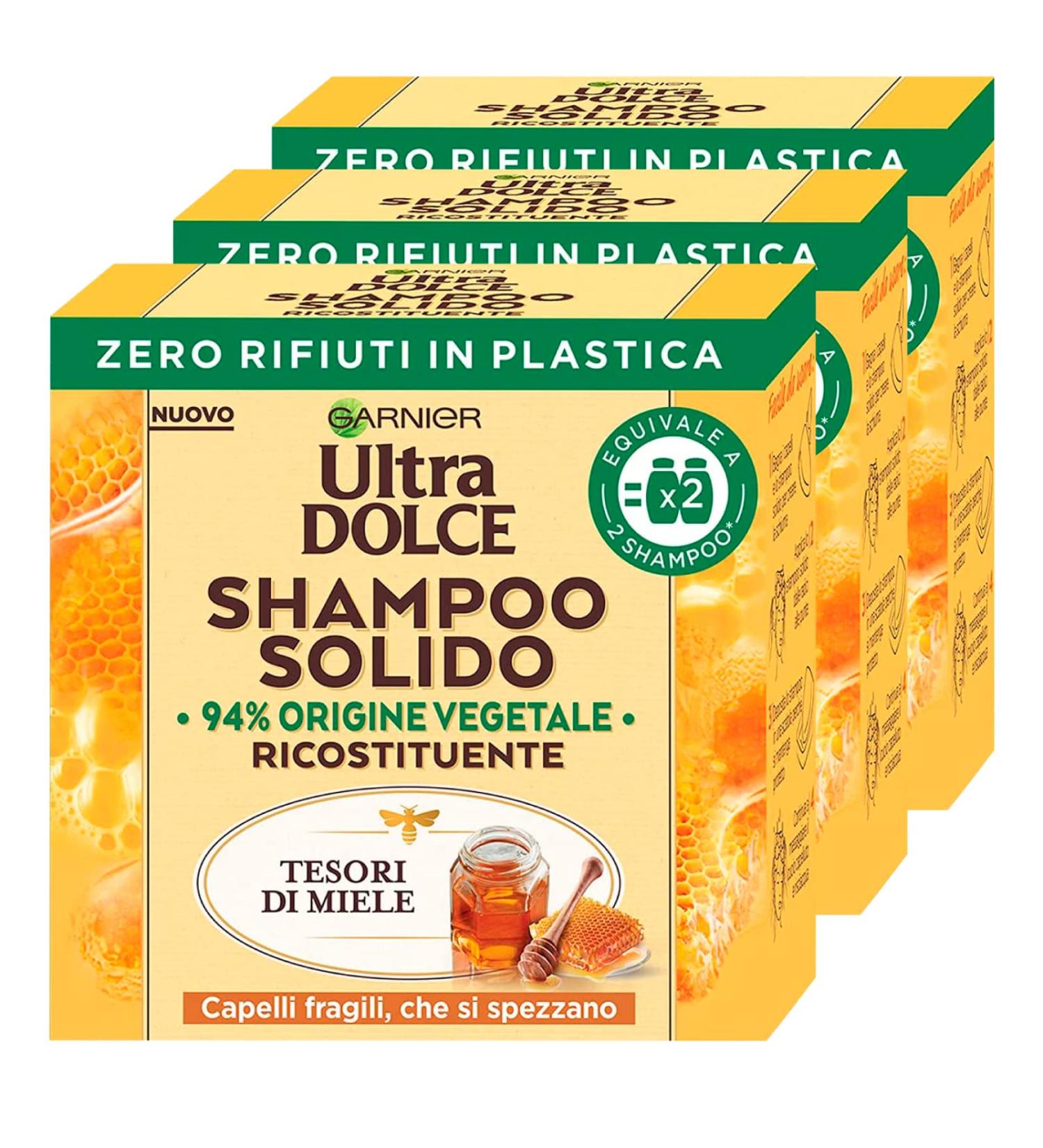  Garnier Garnier - Pack of 3 solid honey shampoos with naturally derived ingredients for brittle hair - 3 solid shampoos of 60g - Buy Online on GoSupps.com