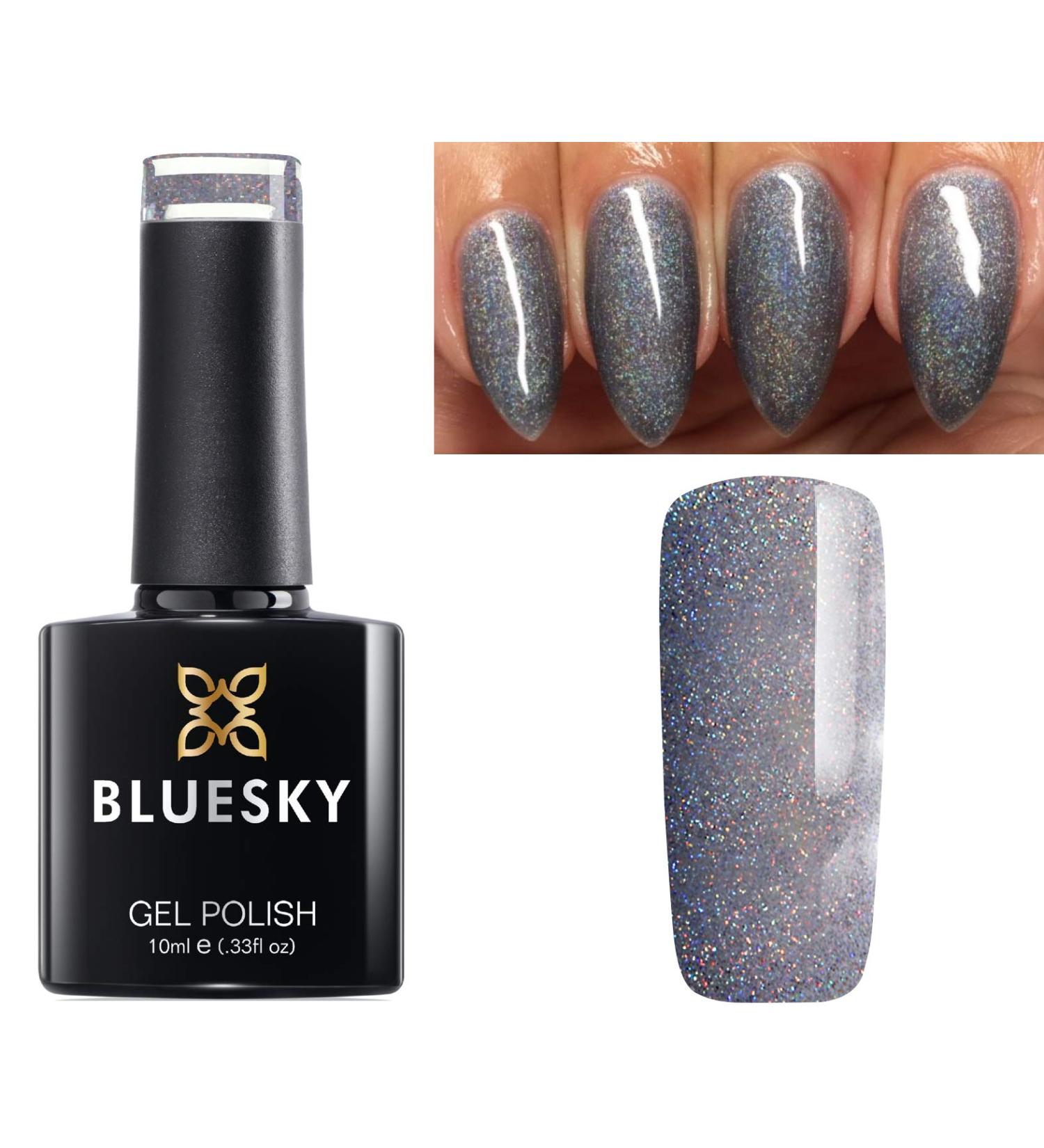 Bluesky Nail Gel Polish GREY GLITTER HOLOGRAPHIC EVIL QUEEN CH20 UV LED Soak Off - Buy Online on GoSupps.com