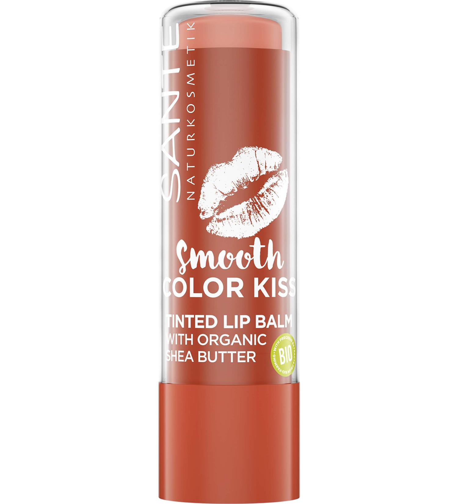 Sante Natural Cosmetics Smooth Color Kiss 01 Soft Coral Tinted Lip Balm - Organic Shea Butter Moisturizing & Fruity Fragrance 4.5g - Buy Online on GoSupps.com