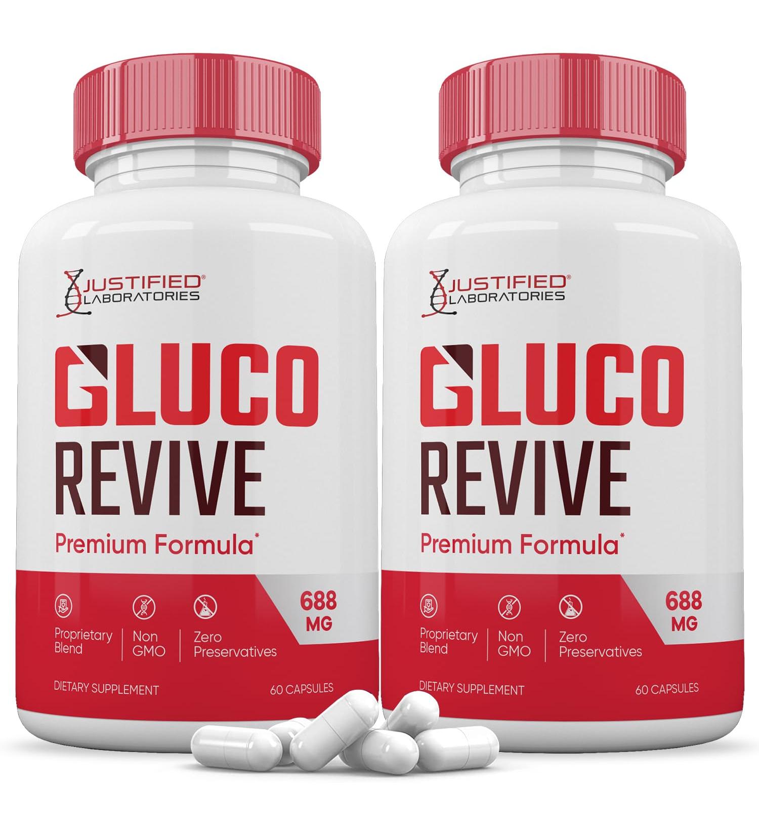 (2 Pack) Gluco Revive Pills 688MG Glyco Support Premium Formula Gluorevive Glycogen Support Formulated Hawthorne Hibiscus Garlic Juniper Powder Olive Forskolin Green Tea Extract 120 Capsules 60 Count (Pack of 2) - Buy Online on GoSupps.com