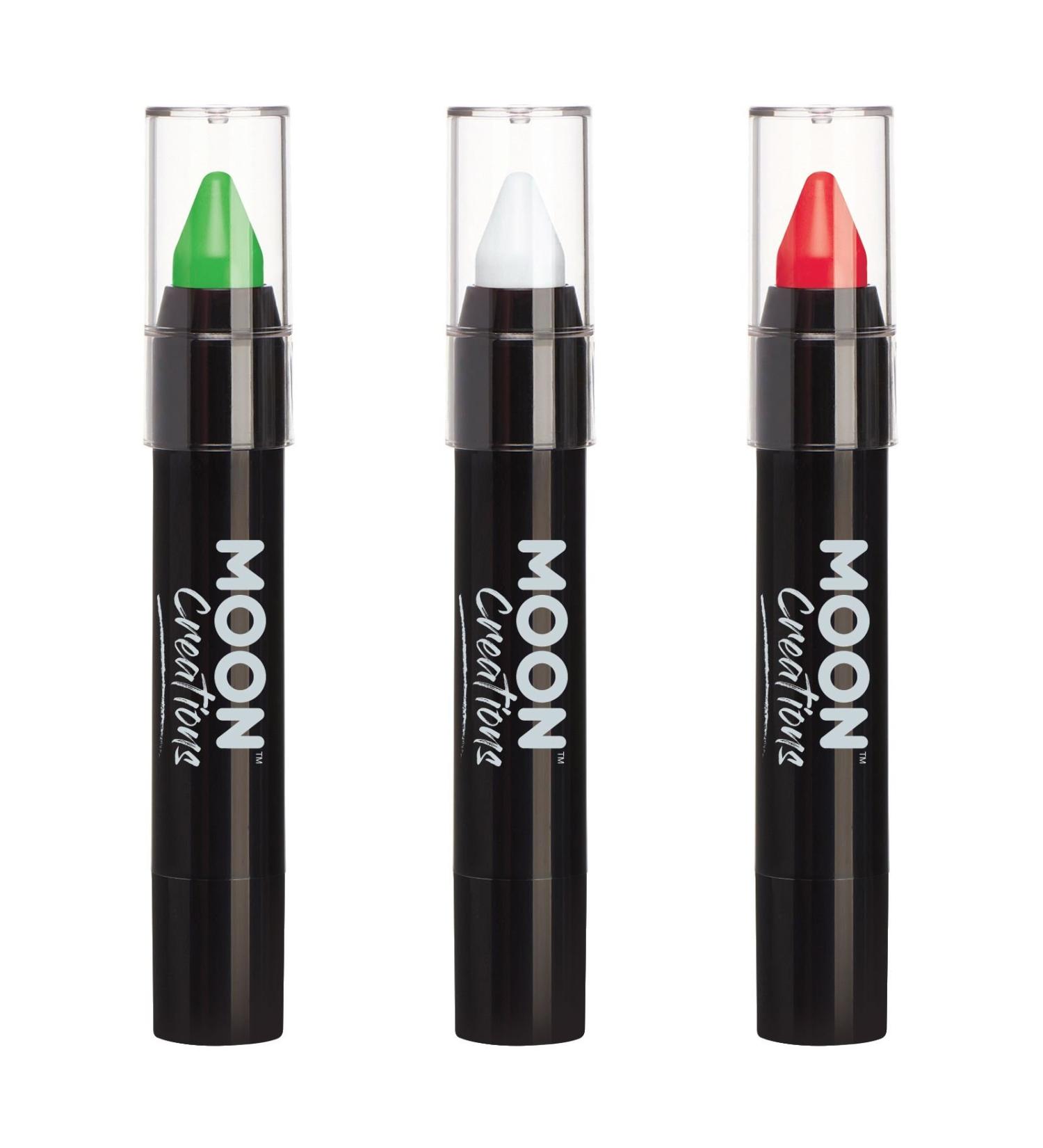 Moon Creations Facial Colored body chalks Italy flag set 3.2 g costume festivals Halloween World Cup 2022 for children adults (red green white)