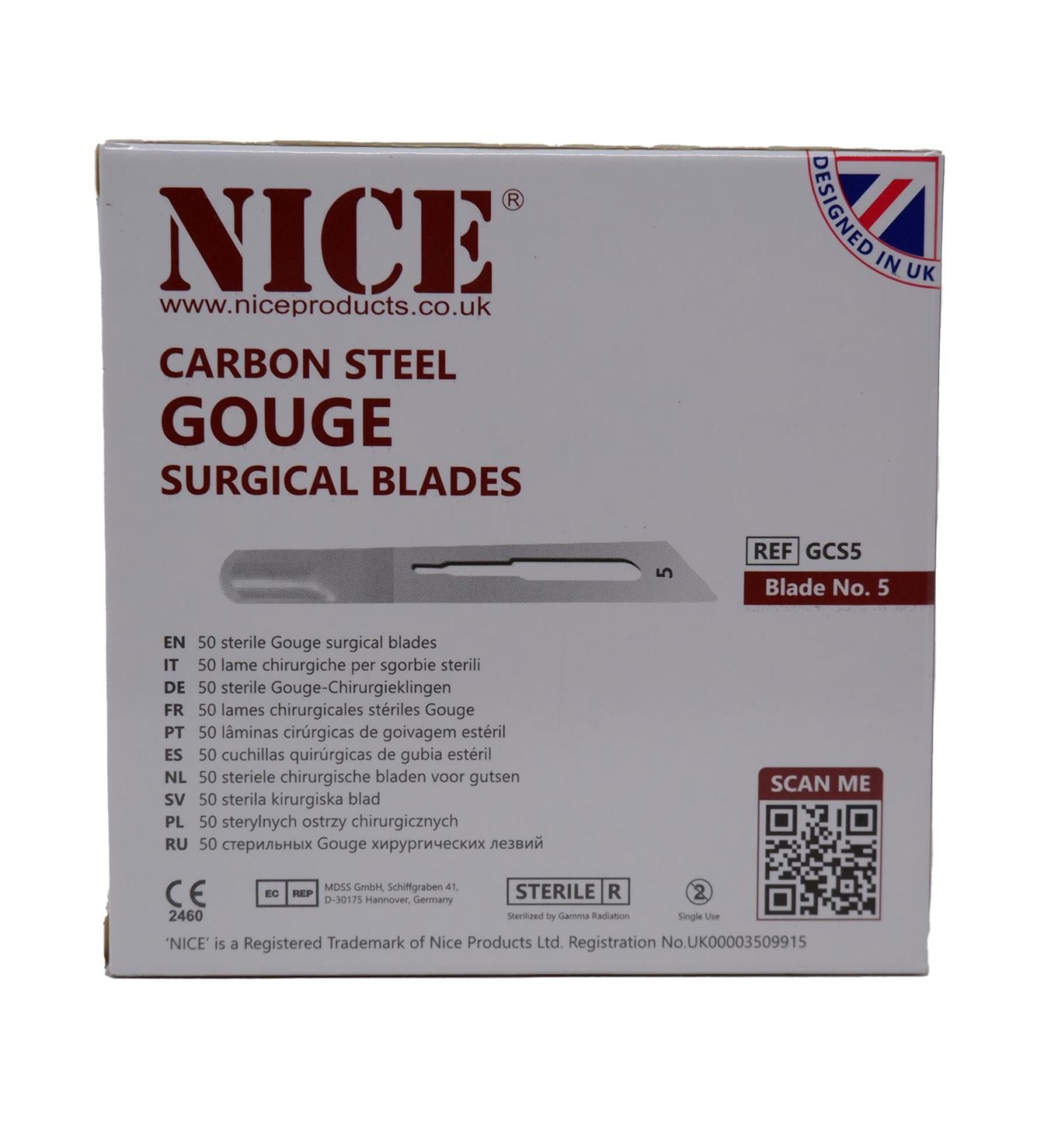 50 x NICE No.5 Gouge Sterile Carbon Steel Blades GCS5 for Manicure and Pedicure - Buy Online on GoSupps.com