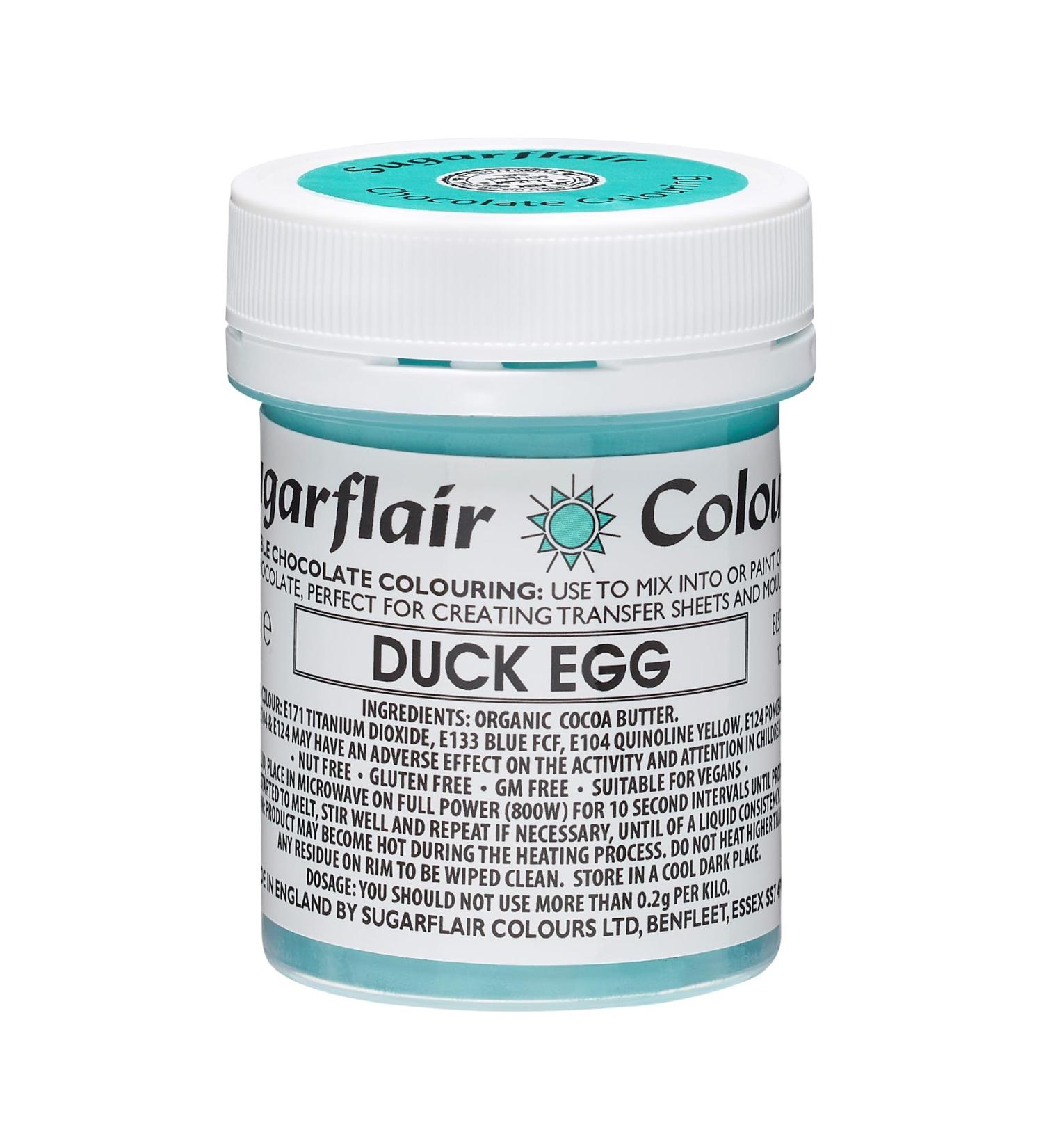 Sugarflair Duck Egg Chocolate Colouring - Coloured Cocoa Butter for Adding Colour to Chocolate or Painting Directly Onto Chocolate Transfer Sheets or Moulds - 35g
