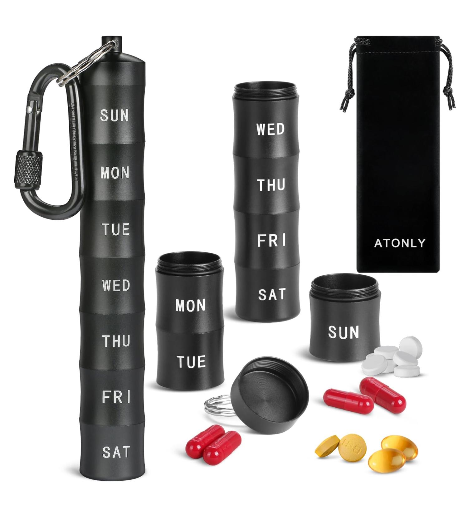 Moisture-Proof Aluminium Alloy Pill Box - Stackable 7-Day Organizer | Durable & Waterproof Travel Pill Case - Buy Online on GoSupps.com