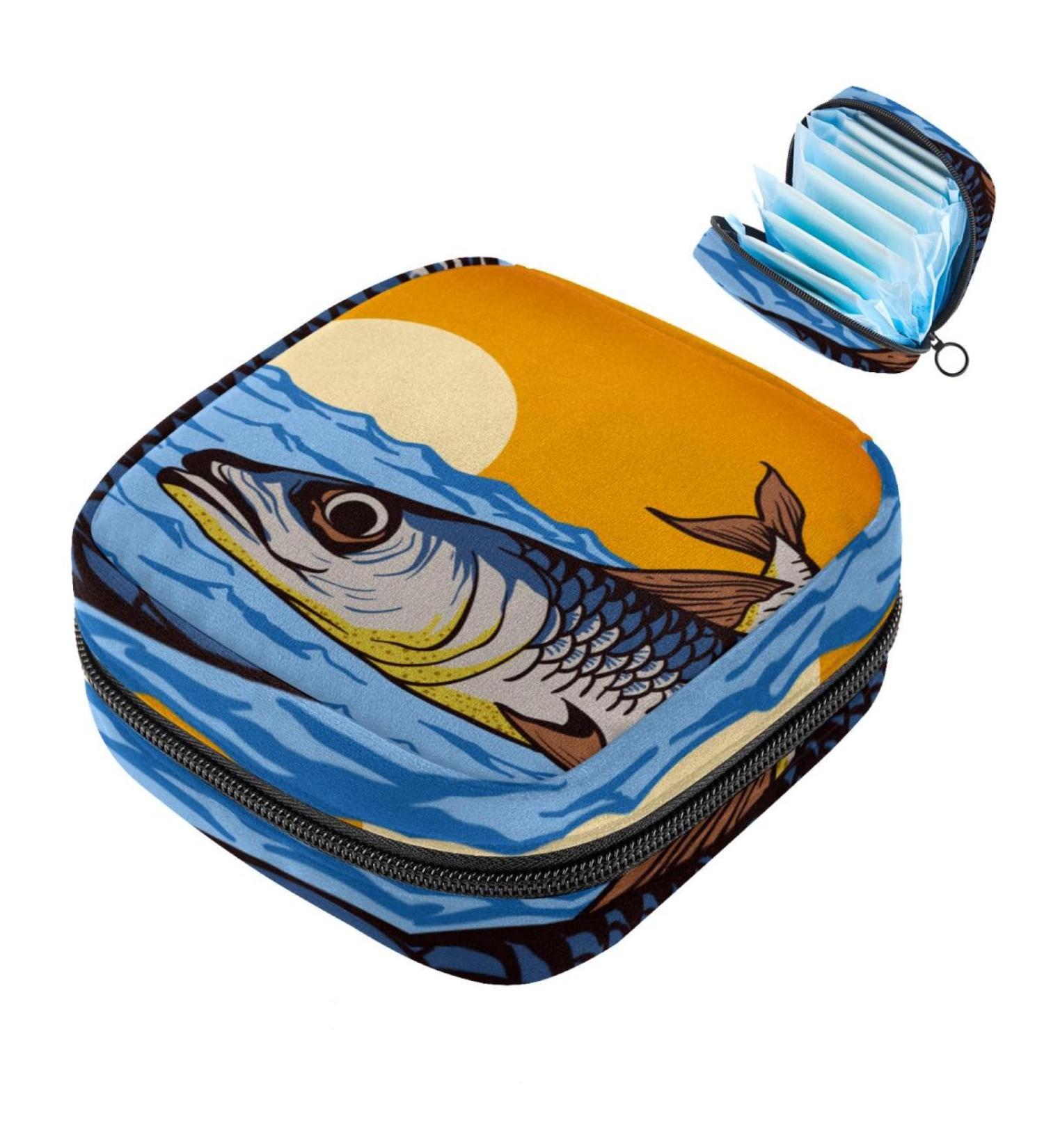 Shop Multicolored Storage Bags for Women's Essentials - Bandages Tampons & More | Portable Bags with Sunset & Beach Waves Design - Buy Online on GoSupps.com