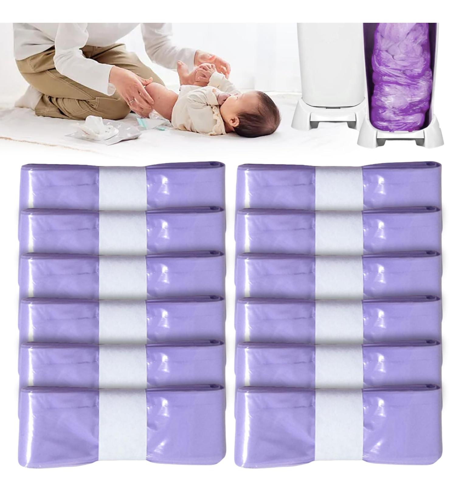 Refilling Foil for Diaper Pail - 12 Smell-Tight Cassettes 4.5m Compatible with Genius Munchkin Angelcare - Purple - Buy Online on GoSupps.com