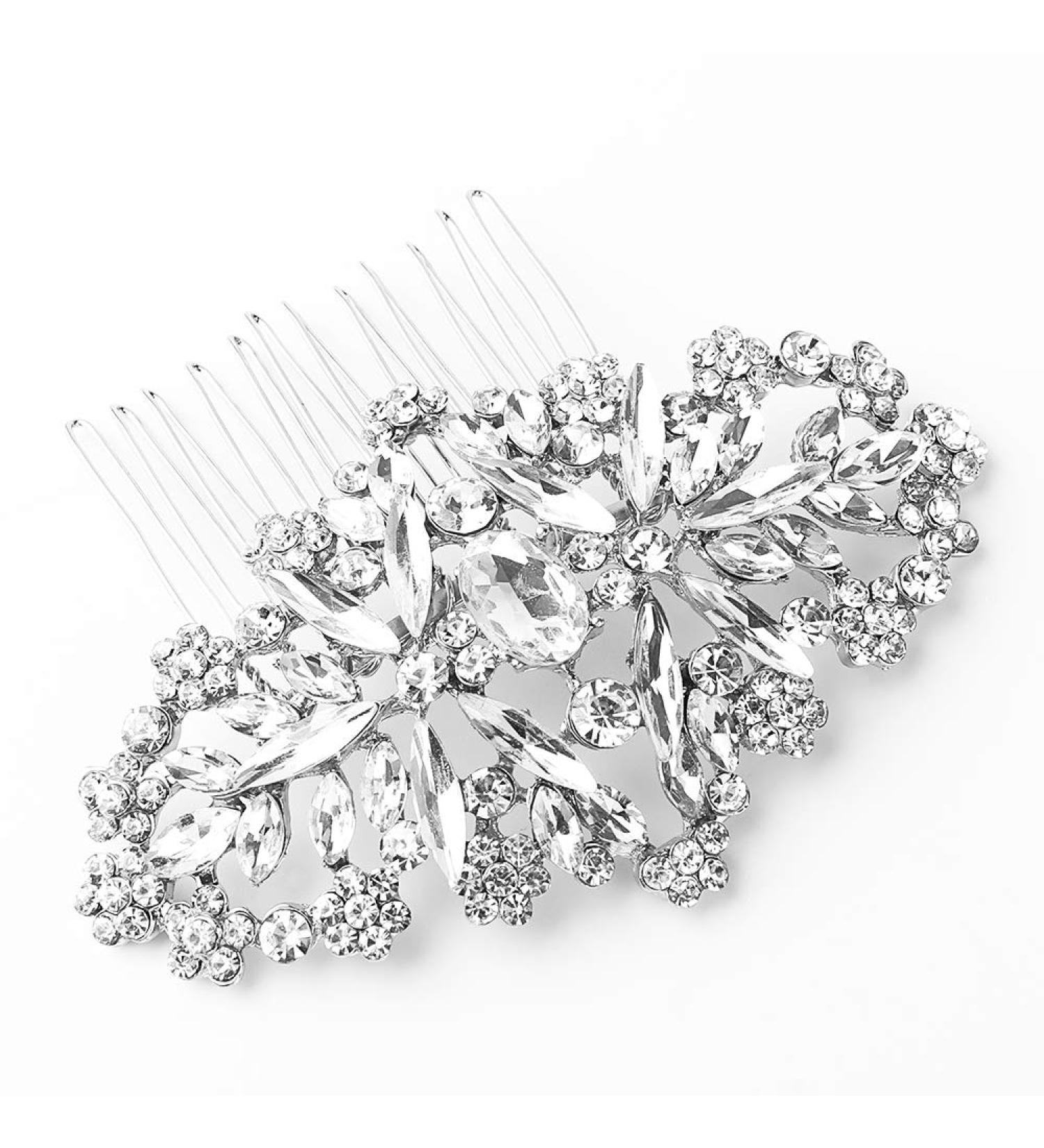 Glistening Silver Wedding Hair Comb for Bride and Bridesmaid - Side Bridal Jewelry - Buy Online on GoSupps.com