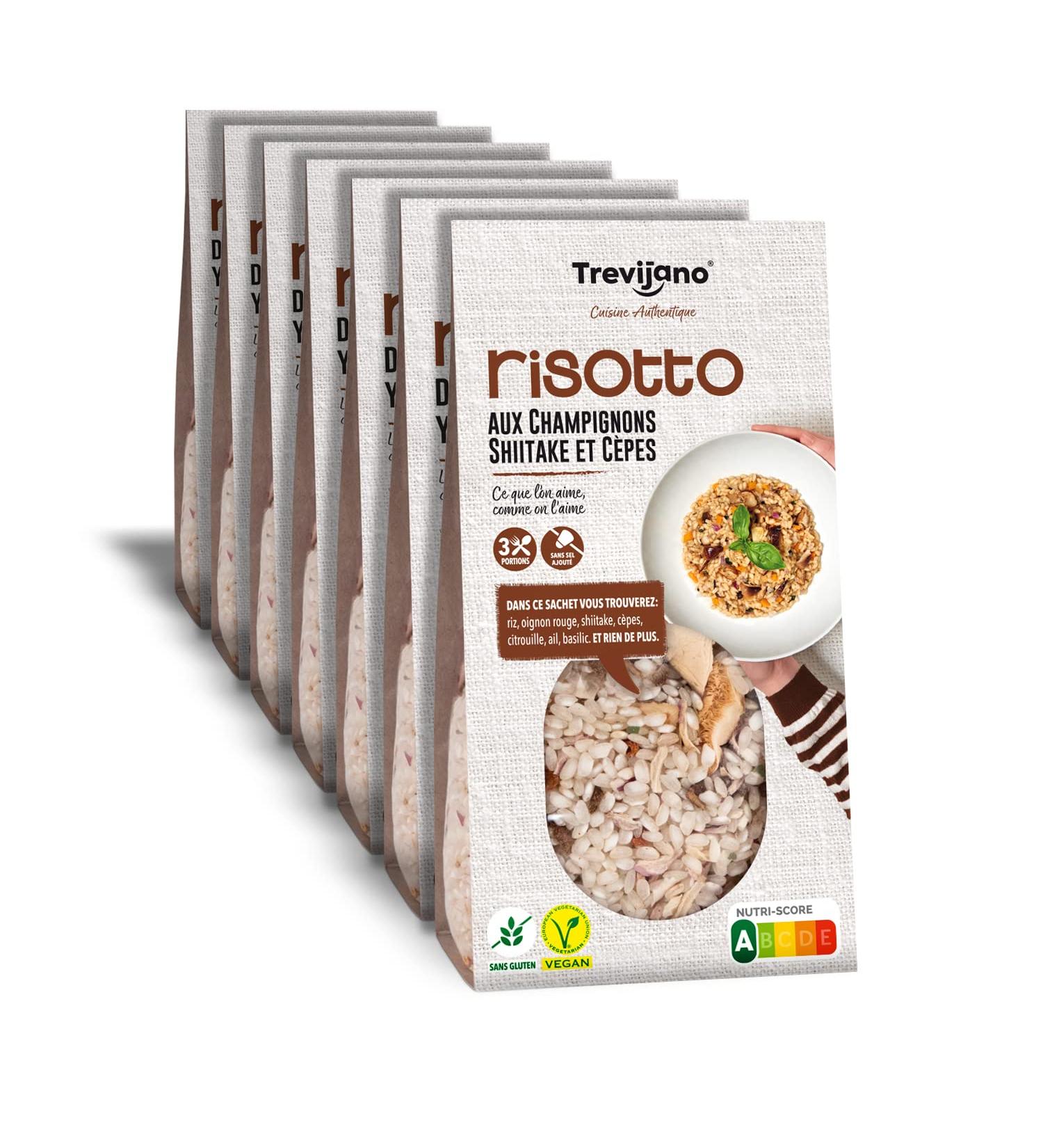 TREVIJANO Risotto with Mushrooms Shiitake and Porcini: 7 sachets of 280 g each. Risotto mix without additives or preservatives only dehydrated vegetable ingredients - Buy Online on GoSupps.com