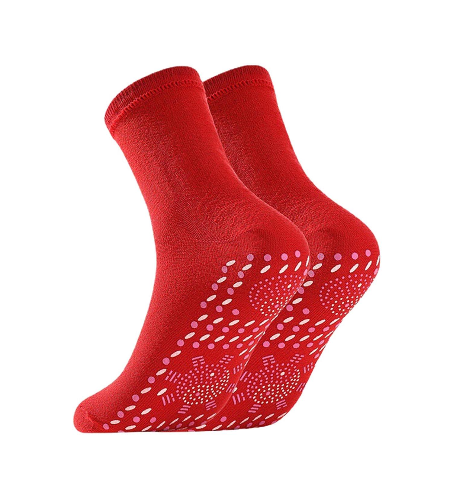 Tourmaline Self-Heating Magnetic Socks - Red | Winter Warm Cotton Socks for Men & Women | Outdoor Comfort - Buy Online on GoSupps.com