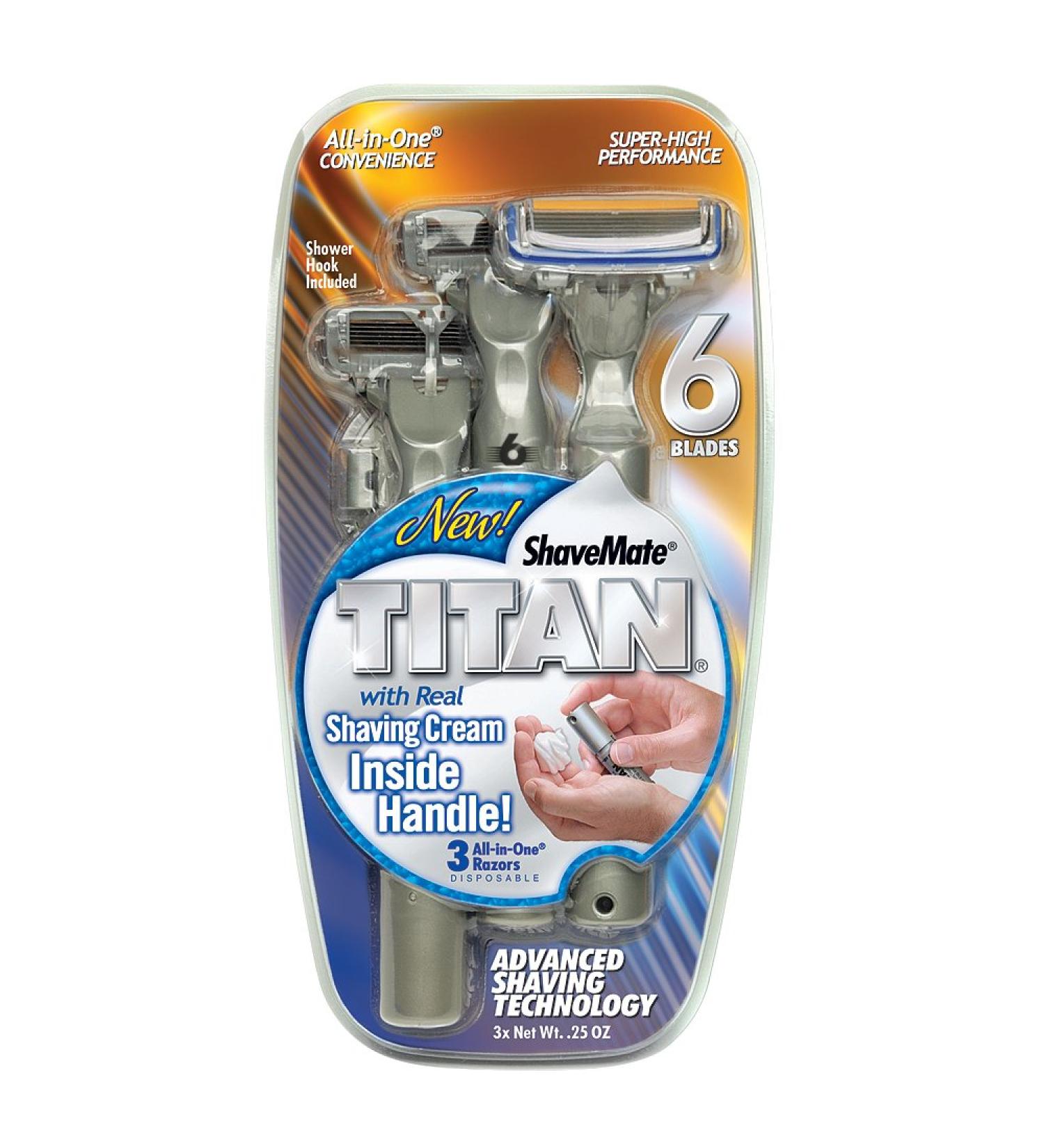 Buy ShaveMate Titan 6 Razors - 3 Pack with Shaving Cream Handle | International Shipping Available - Buy Online on GoSupps.com