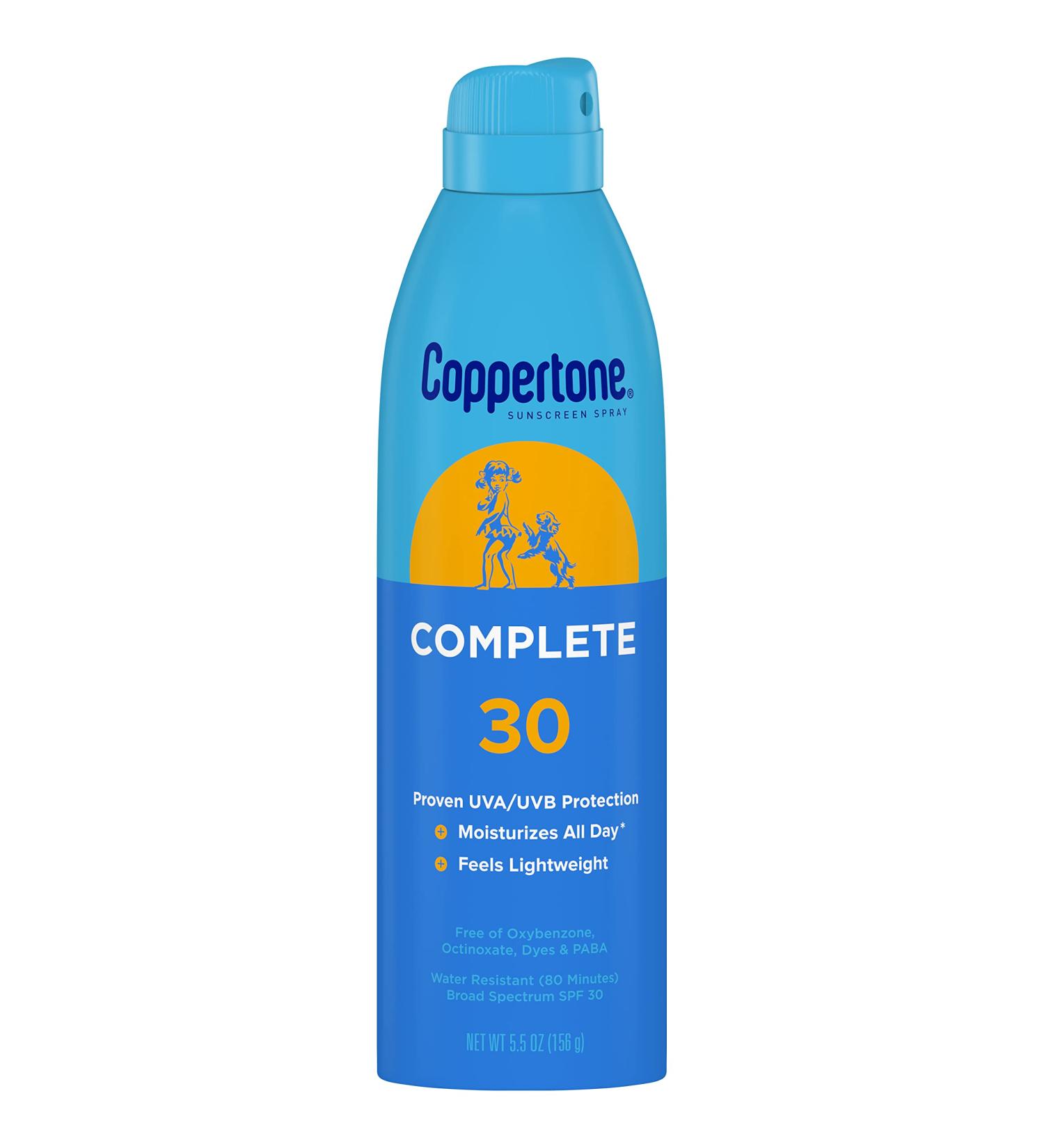 Coppertone COMPLETE SPF 30 Lightweight Moisturizing Water Resistant Spray Sunscreen - 5.5 Oz - Buy Online on GoSupps.com