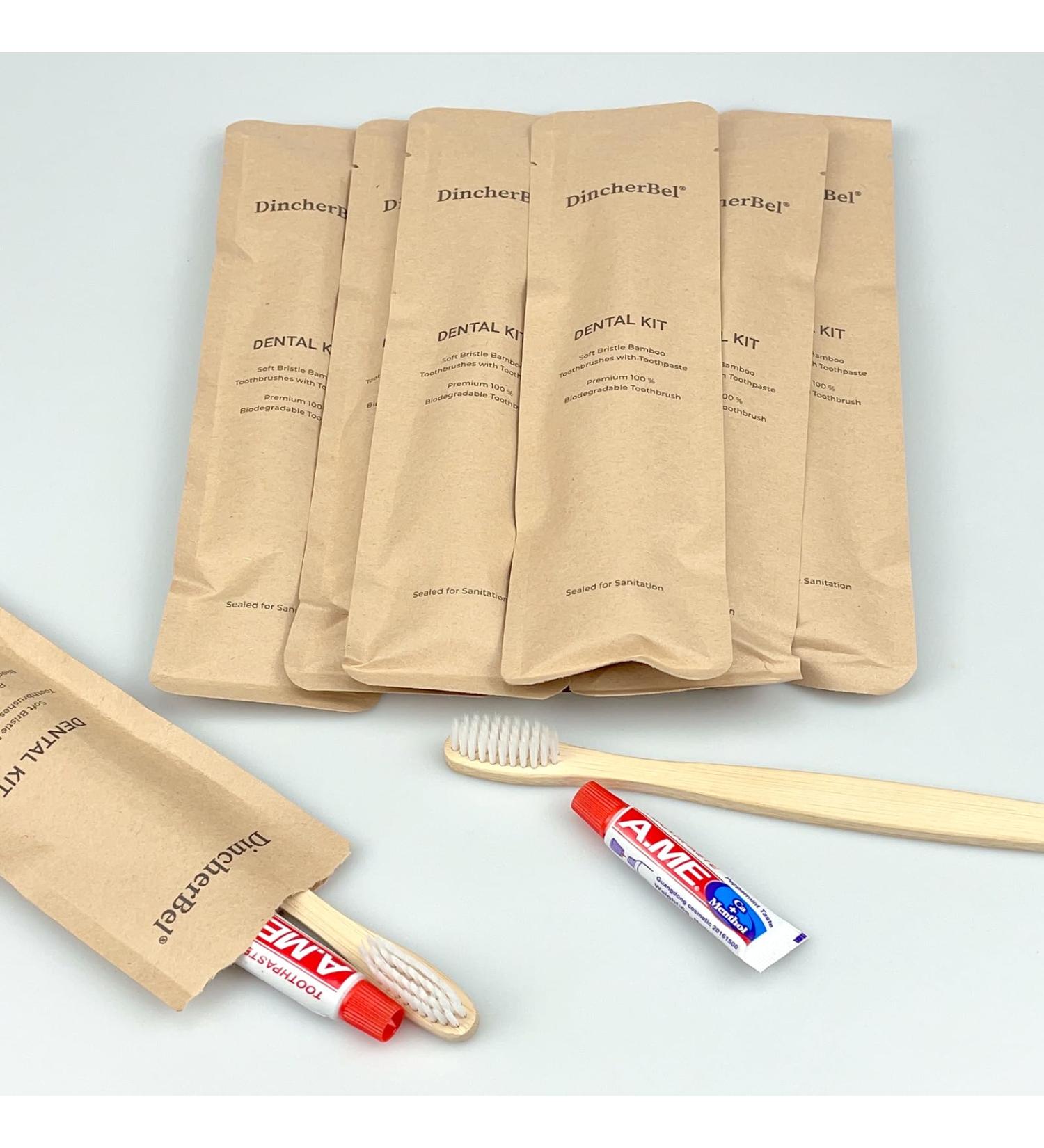 Travel Toothbrushes Kit Bulk - Disposable Bamboo Toothbrushes with 6g Toothpaste | Individually Wrapped Toiletries for Hotels Airbnbs Camping & Travel (100 Pack - Buy Online on GoSupps.com