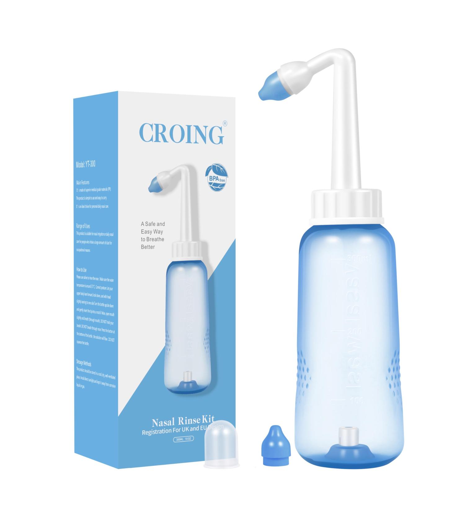 CROING (300 ml bottle) Nasal Shower / Nasal Irrigation / Sinus Rinse / Nasal Wash / Neti Pot / Nose Wash - Buy Online on GoSupps.com
