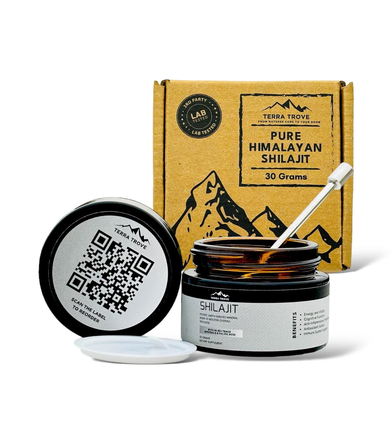 Pure Himalayan Shilajit Resin | 100% Natural and Lab-Tested | with Fulvic Acid and Trace Minerals | 75 Servings for Energy and General Wellness | 30g Jar - Buy Online on GoSupps.com