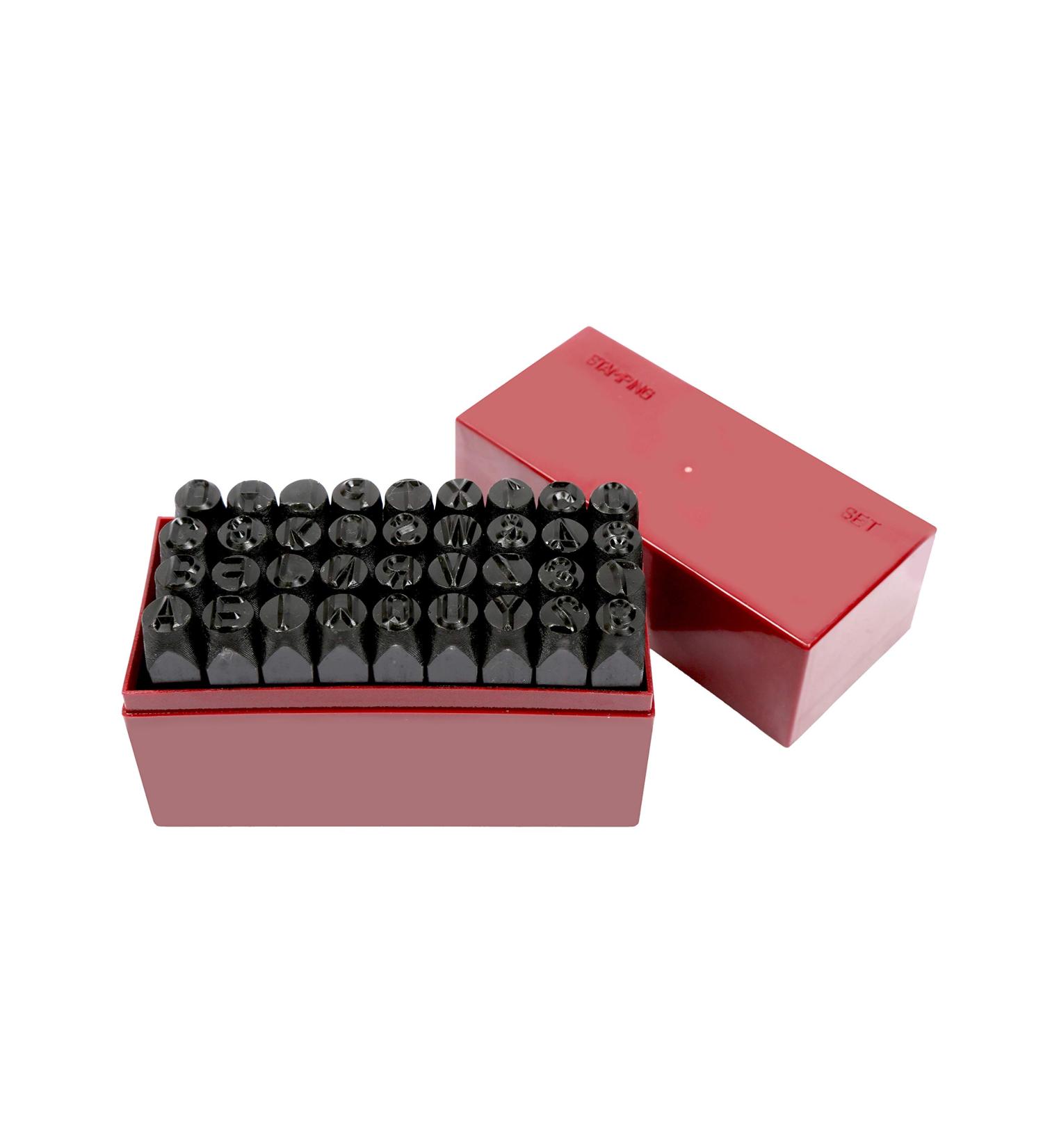 36 pc 3/8 Steel Metal Punch Letter & Number Stamp Stamping Kit Set with Case
