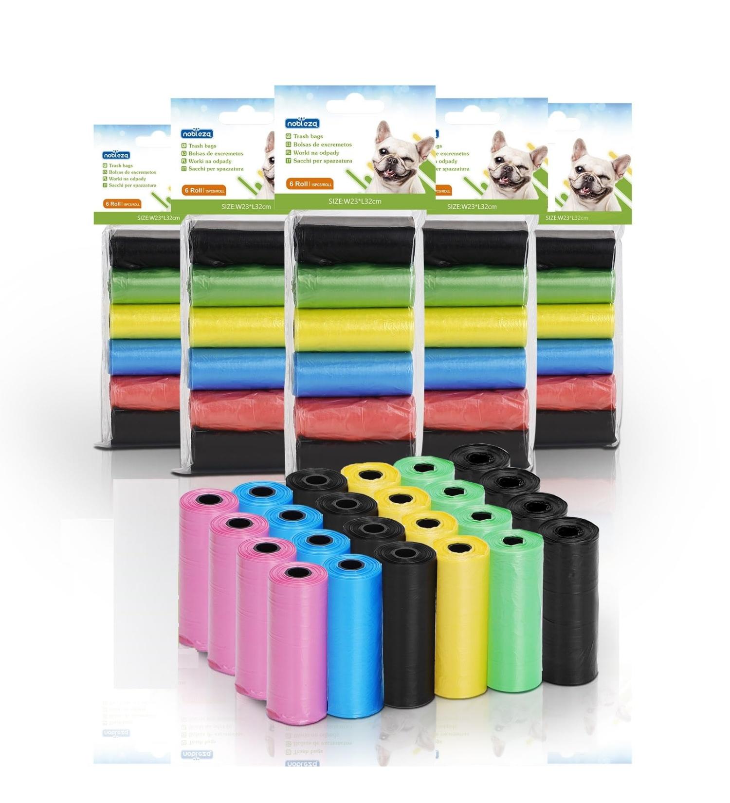 Nobleza - 1080-Count Dog Poo Bags Large Pet Waste Bags Leak-proof Unscented Pick Up Poo Bag 72 Rolls Colour Yellow Pink Blue Green Black 1 count (Pack of 1080) 5 Color - Buy Online on GoSupps.com