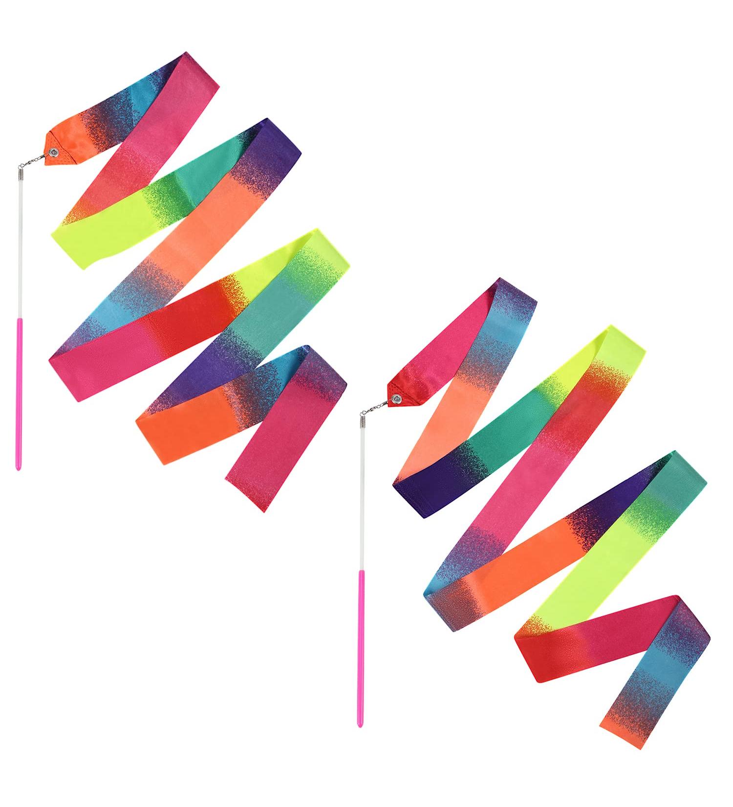 SAVITA Dance Ribbons - 78.7 Inch Gymnastics Ribbon Streamers for Kids & Adults - Twirling Ribbons with Dancer Wand - Perfect for Dancing Training & Birthday Parties - 2pcs - Buy Online on GoSupps.com