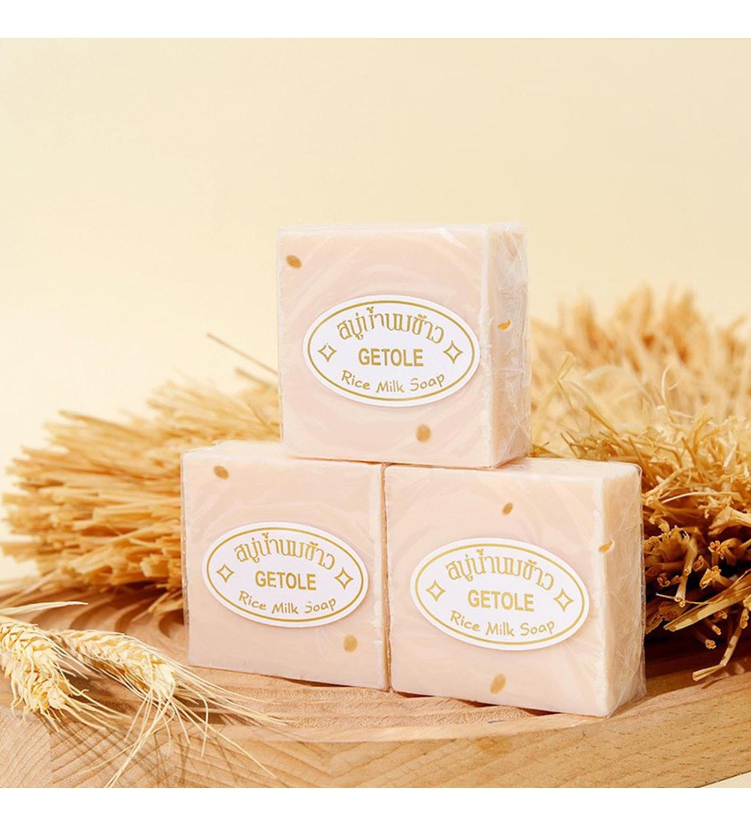 3 Natural Rice Milk Soaps Thai Handmade Rice Soap Whitening Rice Soap with Rice Extract Deep Cleansing and Moisturizing Soap for Skin Whitening - Buy Online on GoSupps.com