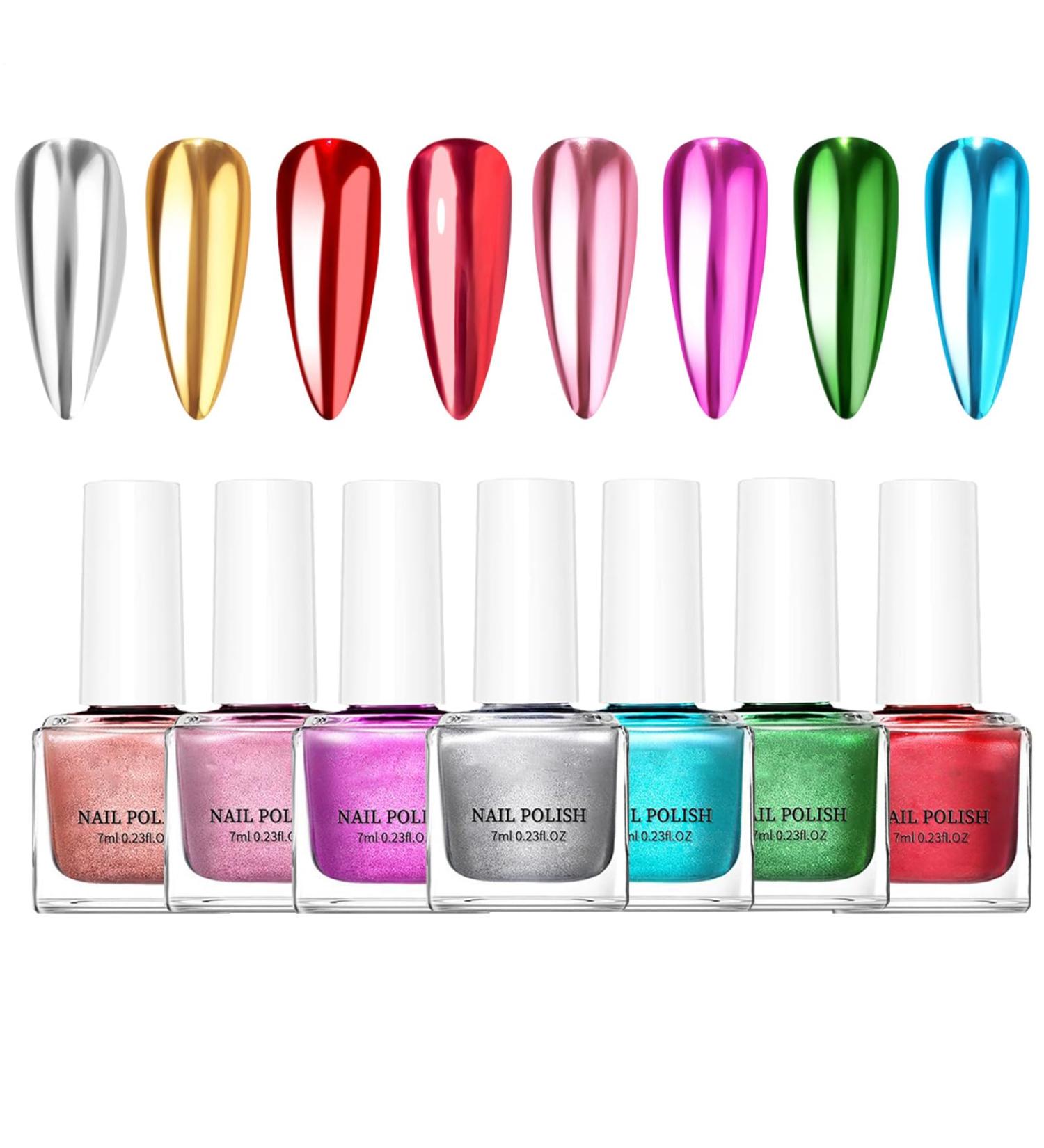Nail Angel with a mirror effect - permanent mirror 8 color variations quick drying | Nail design accessories for nails professional studio home use v - Buy Online on GoSupps.com