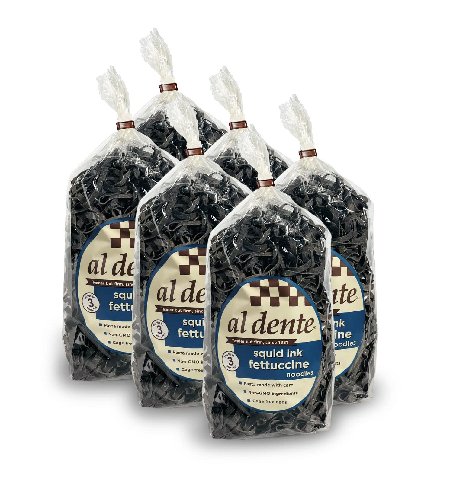 Al Dente Squid Ink Fettuccine 10oz (283g) - Pack of 6 | Premium Quality Pasta - Buy Online on GoSupps.com