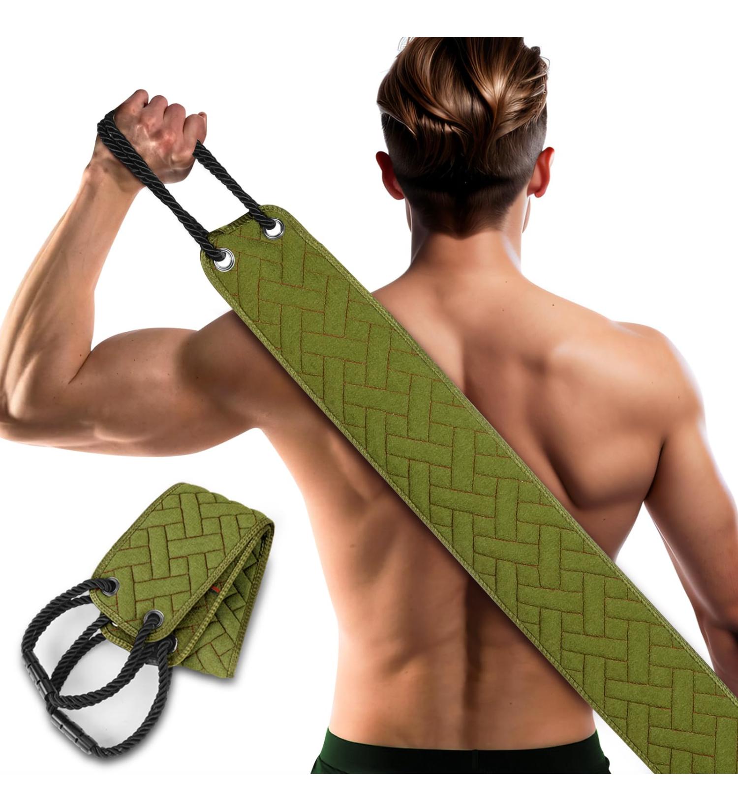 Exfoliating Back Scrubber with Upgraded Handles - 38.5 Inch Double-Sided Body Exfoliator for Men & Women | Deep Clean Skin in Shower | Green Washcloth - Buy Online on GoSupps.com