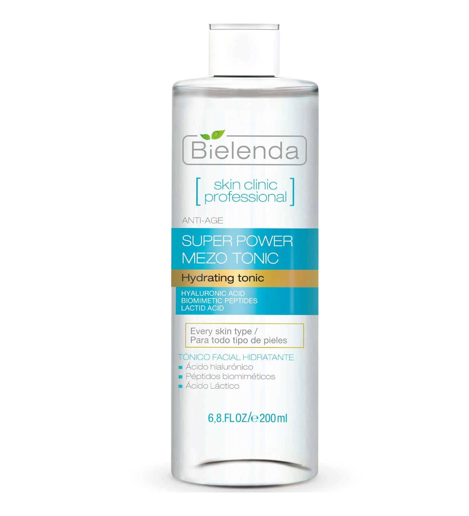 Bielenda Skin Clinic - Face Tonic - Effectively Cleanses And Refreshes - Strong Moisturizing - Reduction Of Redness - Radiance Boost - Skin Clinic Professional Face Tonic With Hialuronic Acid - 200 ml - Buy Online on GoSupps.com