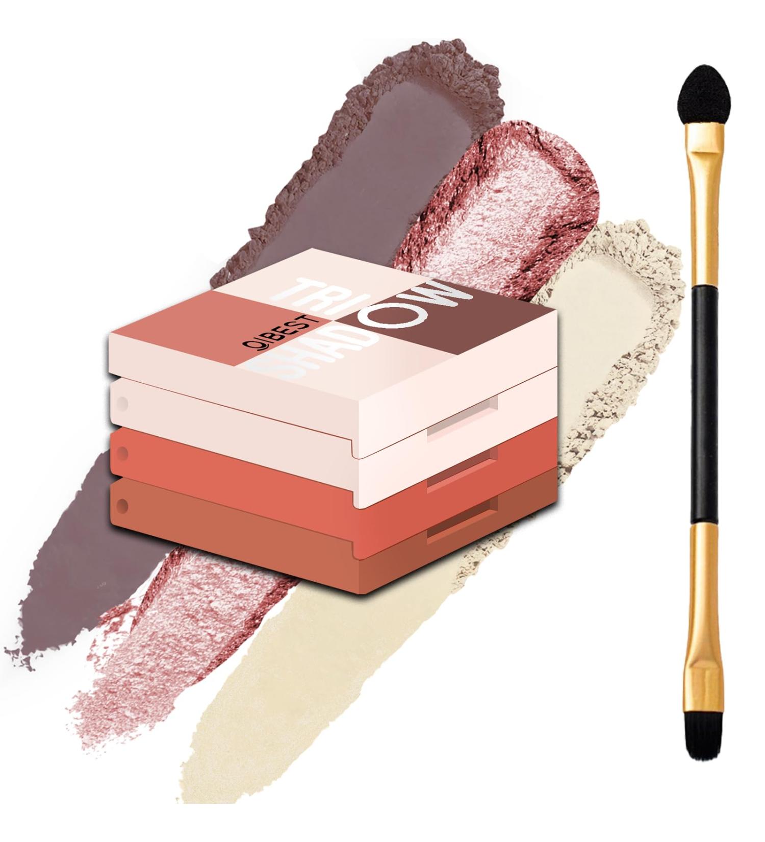 Mini Eyeshadow Palette Trio - Matte & Shimmer Neutral Eyeshadow for Women | Long-Lasting Ultra-Blendable Pink Shades - Travel-Friendly Makeup - Buy Online on GoSupps.com
