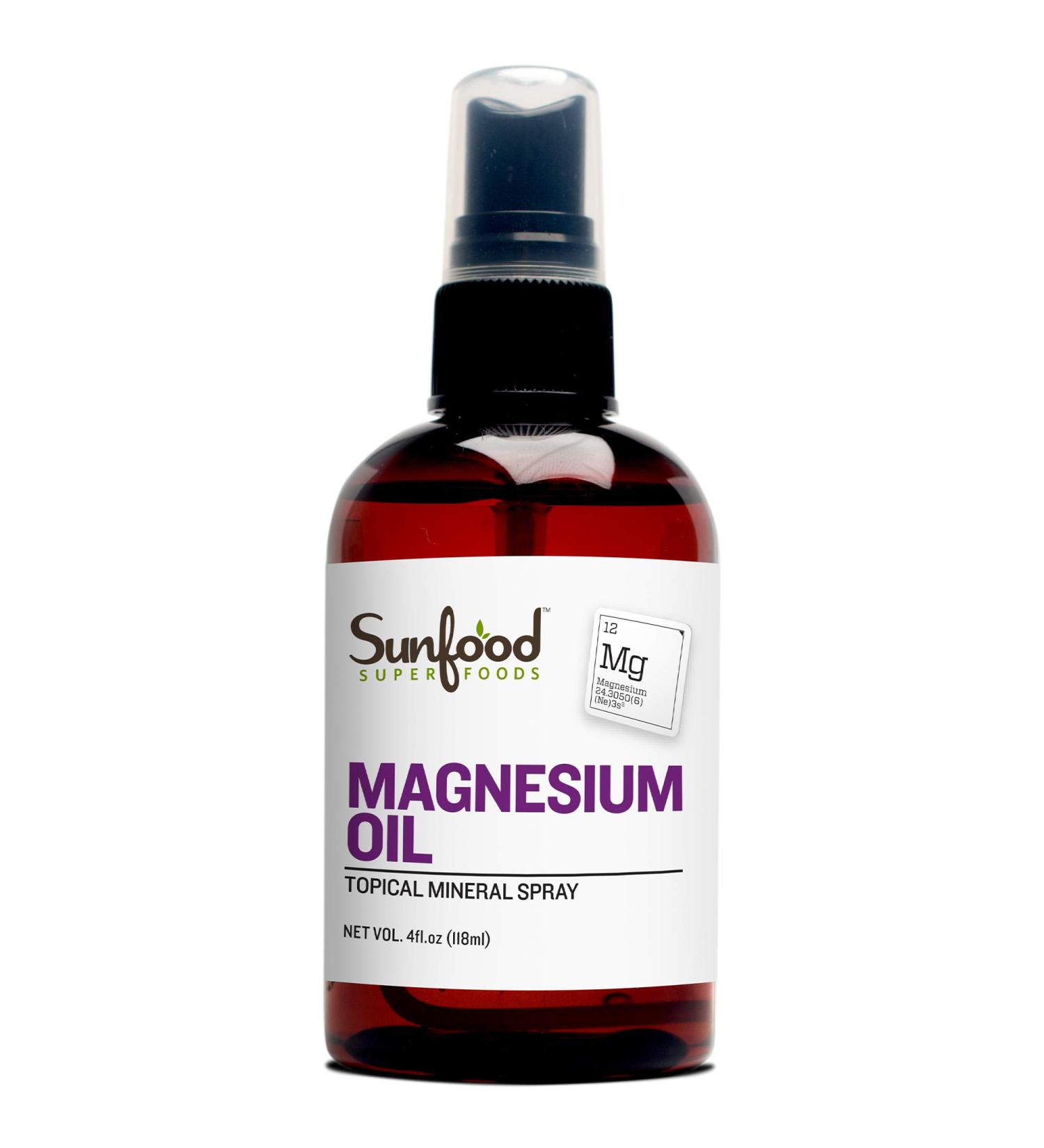 Buy Sunfood Pure Magnesium Oil 4 fl oz | Natural Muscle & Nerve Relief - Buy Online on GoSupps.com