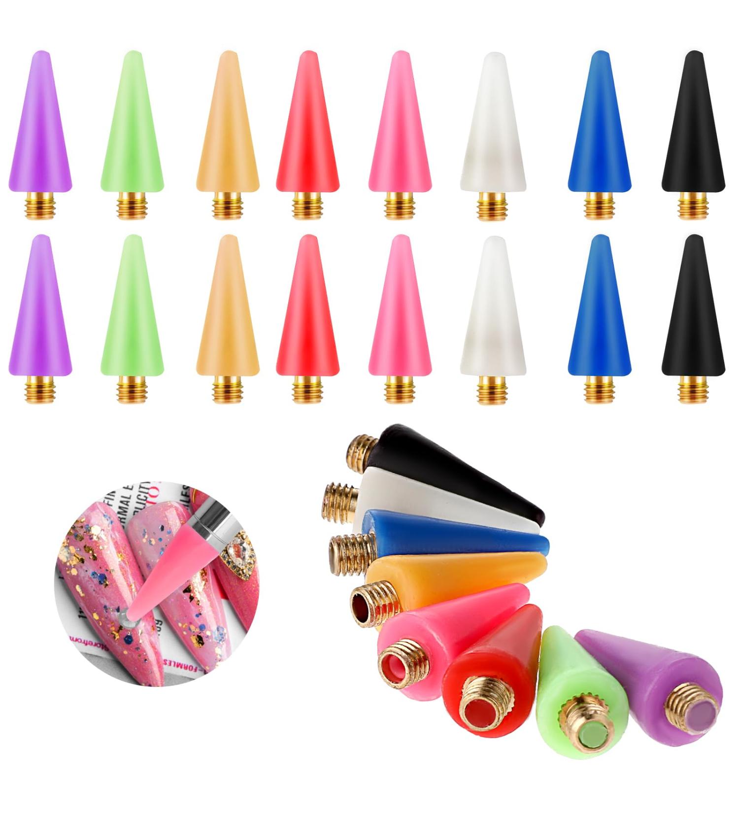 Lusofie 16Pcs Nail Rhinestones Picker Wax Replacement Tips - Multicolor Rhinestone Picker Tool for Nail Dotting Pen - 8 Colors - Buy Online on GoSupps.com