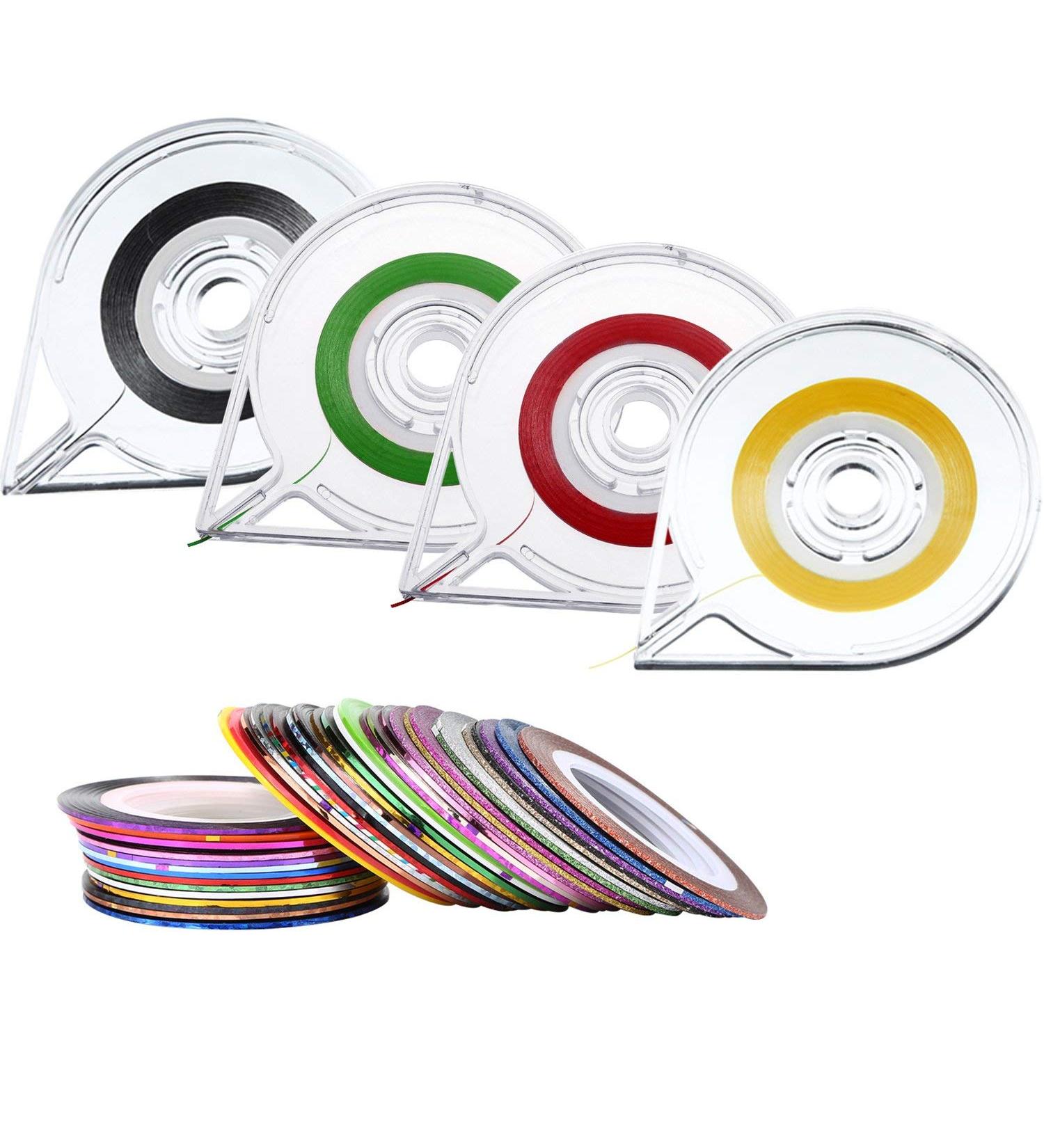 40 Pieces Striping Tape Line Nail Tape Roll for Art and 4 Pieces Tape Roller Dispensers Assorted Colors - Buy Online on GoSupps.com