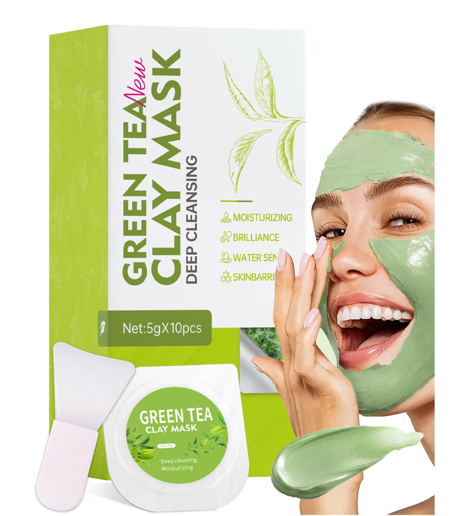  Erinde Erinde Green Tea Deep Cleanse Mask 10 x 5g Pore-Free Clay Facial Mask Green Tea Clay Mask Deep Cleansing Mask for Deep Cleansing Detoxification and - Buy Online on GoSupps.com