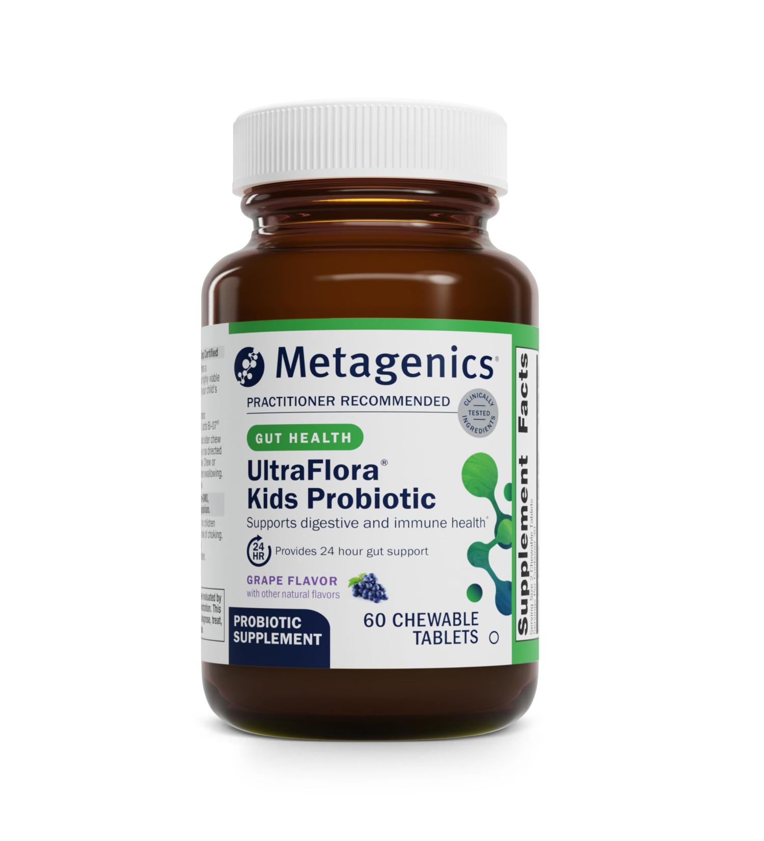 Metagenics UltraFlora Kids Probiotic - 10 Billion CFU - Children's Probiotic Blend - Digestive Health & Immune Health* - for Ages 3 & Up - 60 Tablets 60 Count (Pack of 1) - Buy Online on GoSupps.com
