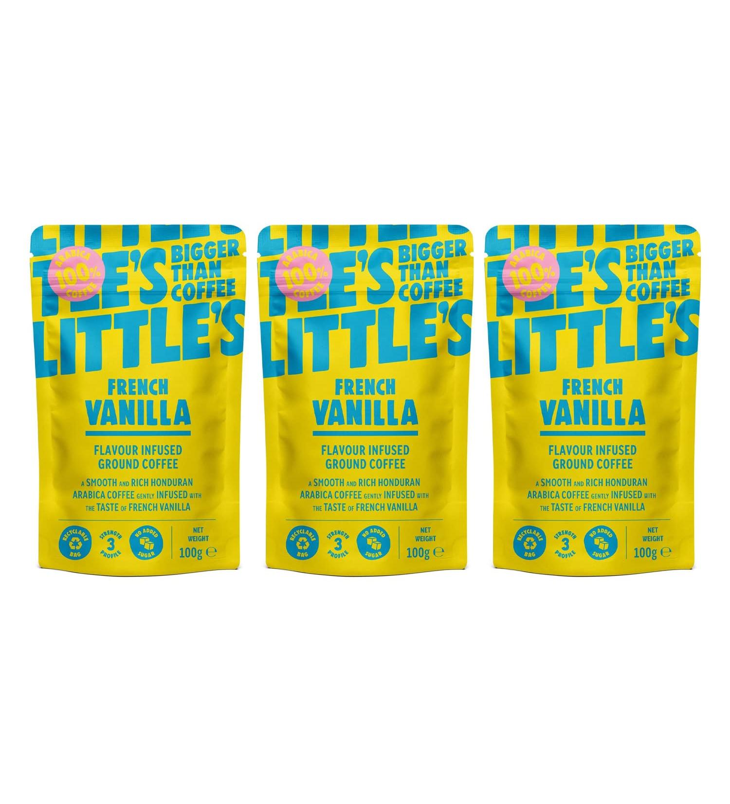 Little's French Vanilla Flavoured Ground Coffee 100g Pouch - Pack of 3