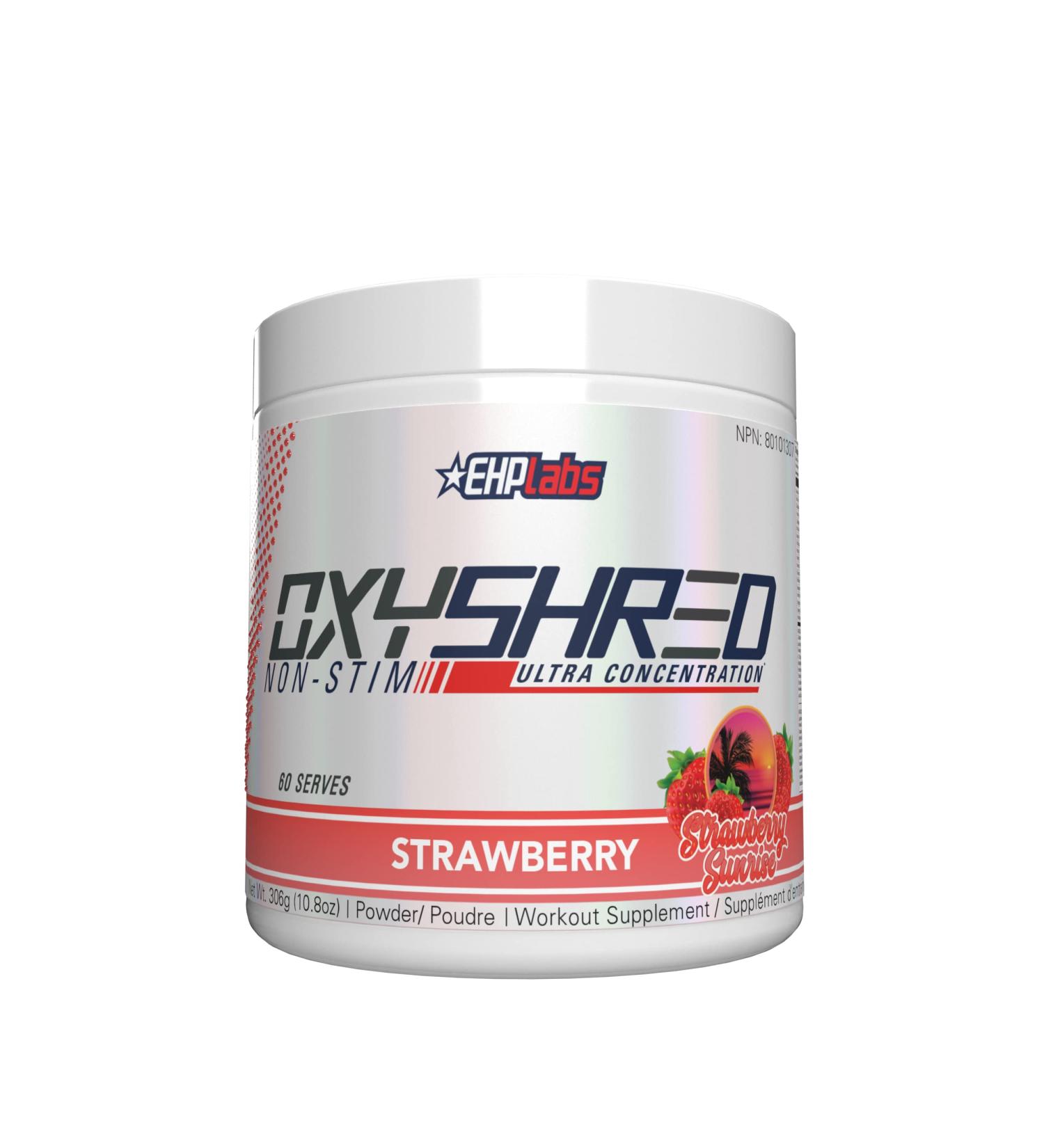 EHP Labs OxyShred Non Stimulant Thermogenic Pre Workout Powder - Stim Free Pre Workout Caffeine Free Preworkout for Men & Women - Non Stim Preworkout - Sugar Free Energy Powder - Strawberry Sunrise 60 Servings - Buy Online on GoSupps.com