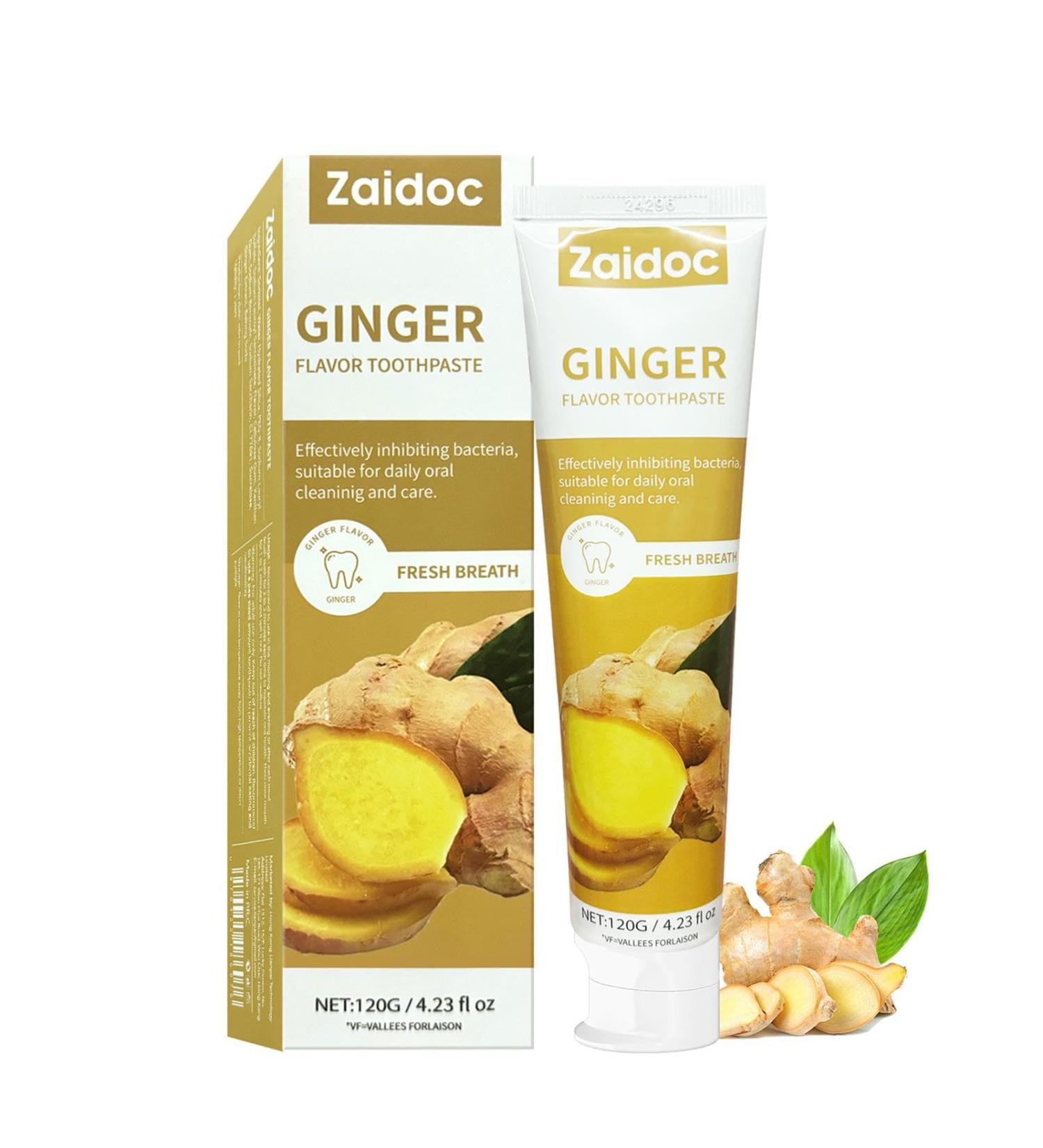 ZAIDOC Ginger Flavor Toothpaste 4.23 fl oz Natural Surface Stain Care Stains & Refreshes Breath Enamel Formula with Fluoride-Free Cleansing - Buy Online on GoSupps.com