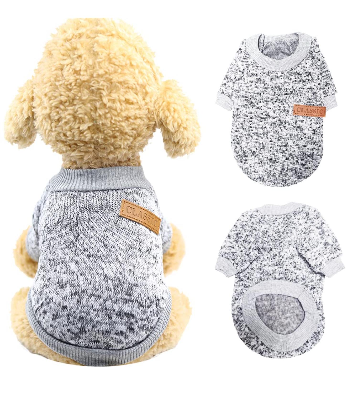 Cozy Gray Dog Sweater - Winter Pet Clothing for Small & Medium Dogs | Warm & Stylish Cat & Dog Sweaters - Buy Online on GoSupps.com