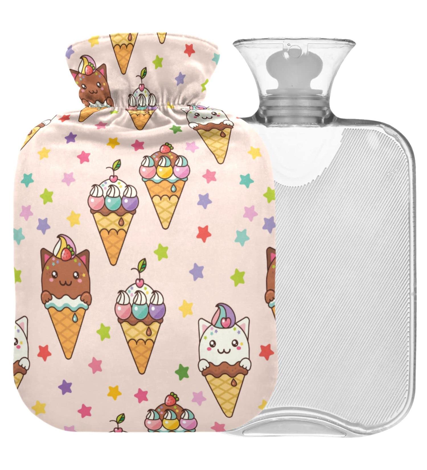 Naanle Ice Cream Cat Hot Water Bottle - 2L Transparent Thermal Relief for Bed Hand & Foot Pain - Heat & Cold Therapy - Buy Online on GoSupps.com