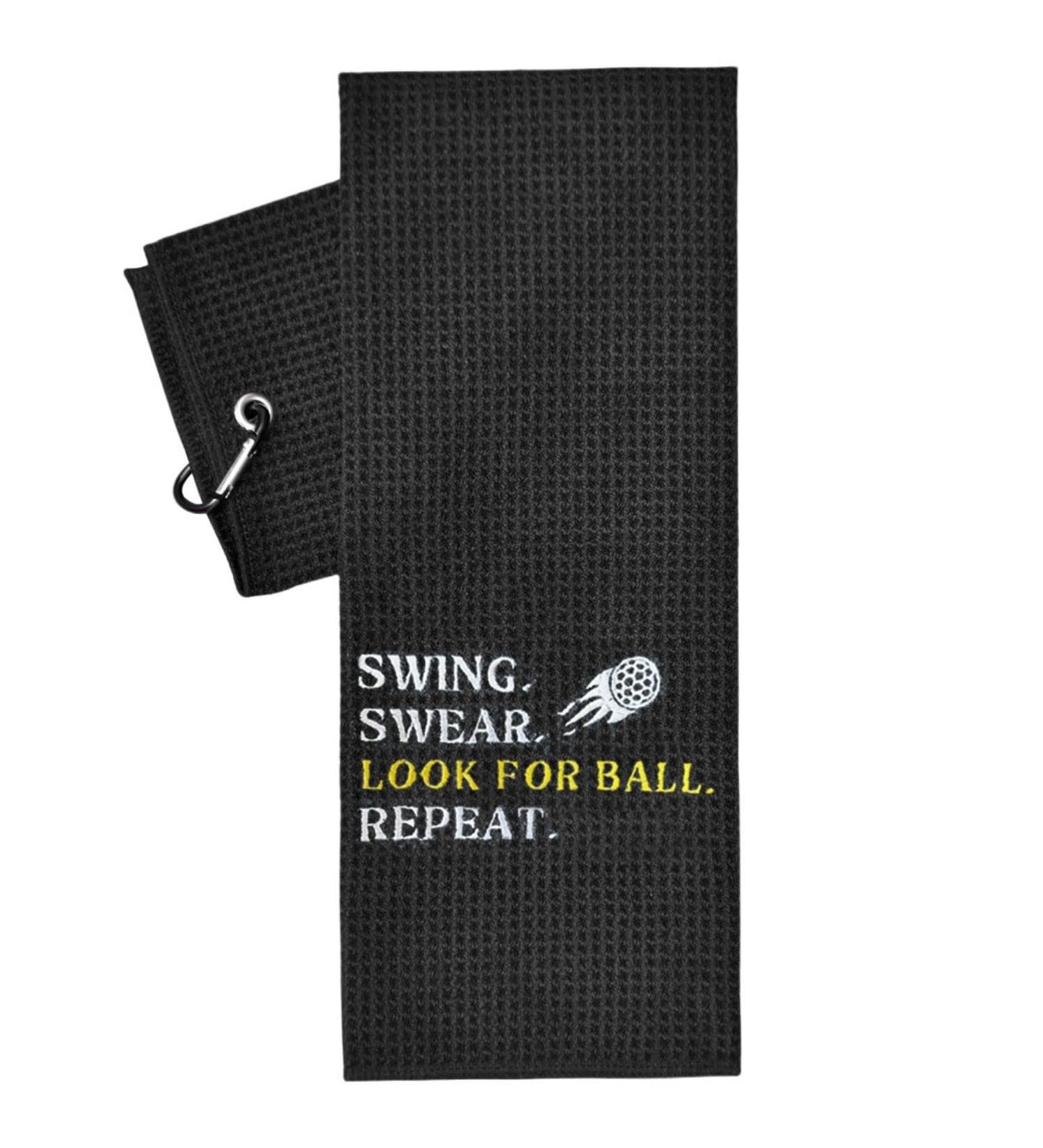 Artpreti Premium Funny Golf Towel - Embroidered Golf Towel for Golf Bags with Clip | Golf Gifts for Men/Women - Swing, Swear, Look for Ball, Repeat - Buy Online on GoSupps.com